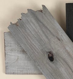 Abstract 3D wall sculpture "Wood Work" #1235, layered collage aesthetic w/ pink