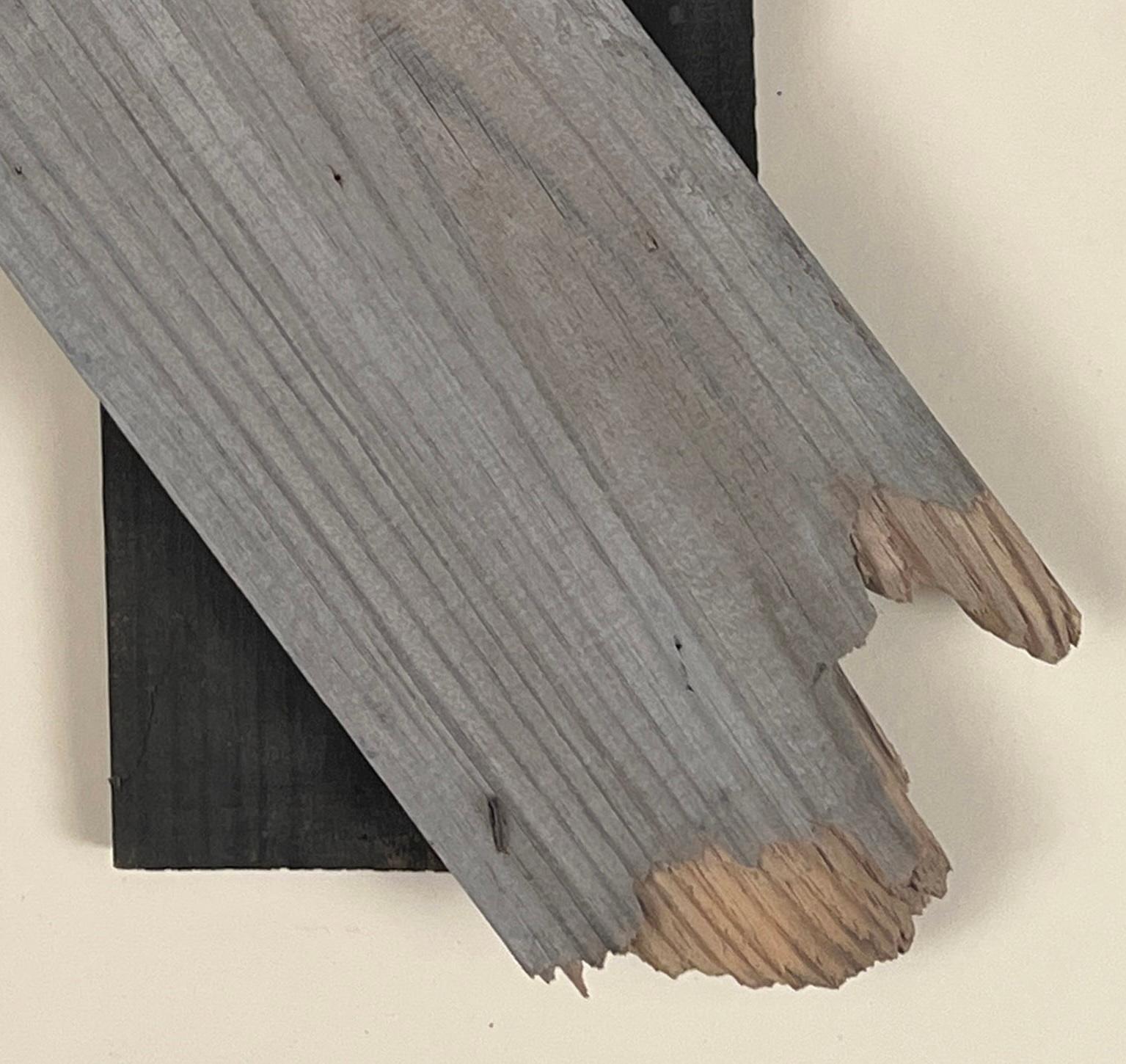 This is an abstract 3D wall sculpture in wood, acrylic, and ink. it is from artist Paul Cava's 