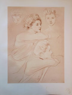 Estudios clásicos de una dama - Litografía original - Firma impresa, 1897