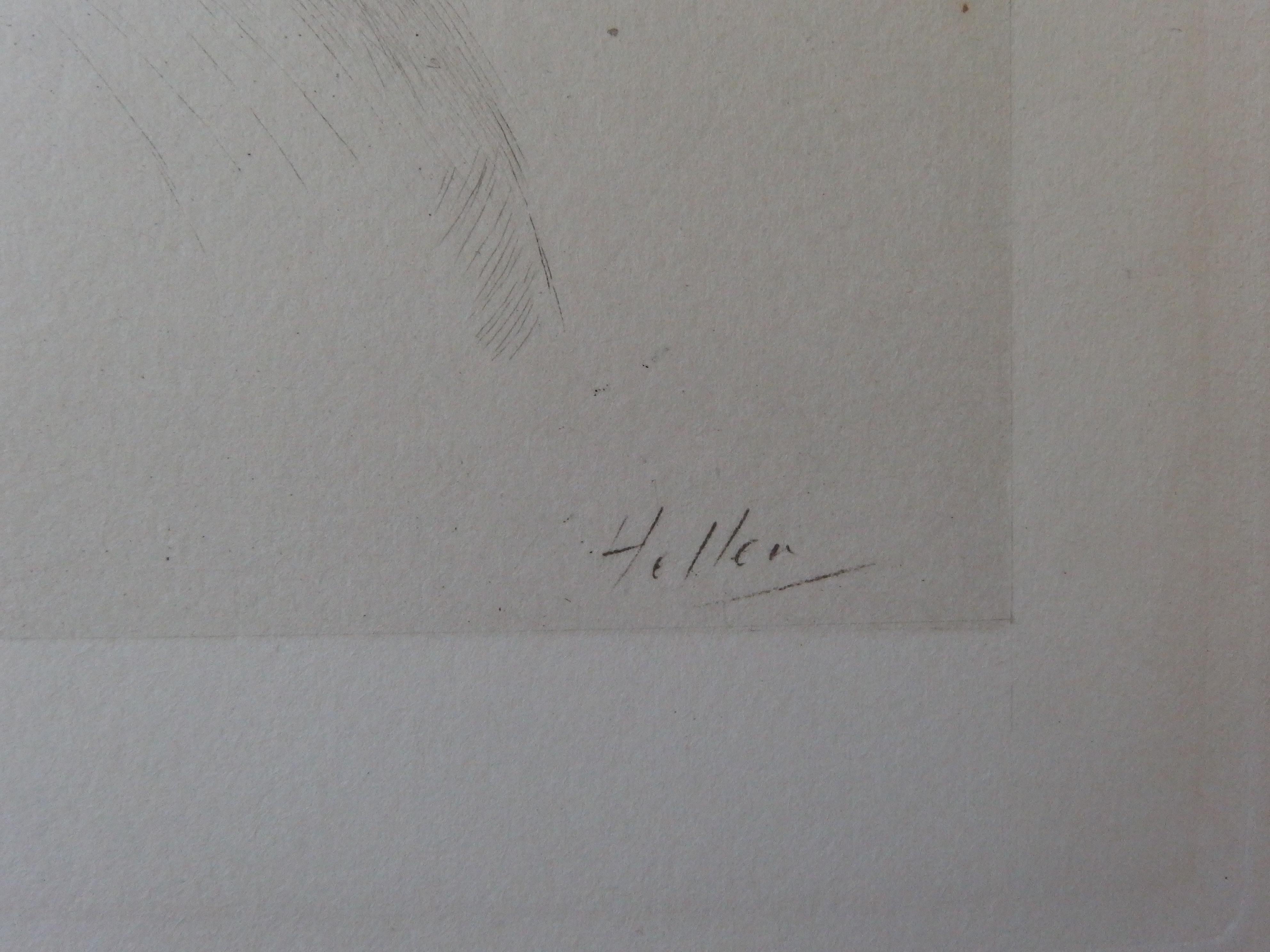 Perfil de mujer elegante - Grabado original, Firma impresa - Print de Paul César Helleu