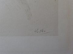 Elegant Woman Profile - Original Etching, Printed signature