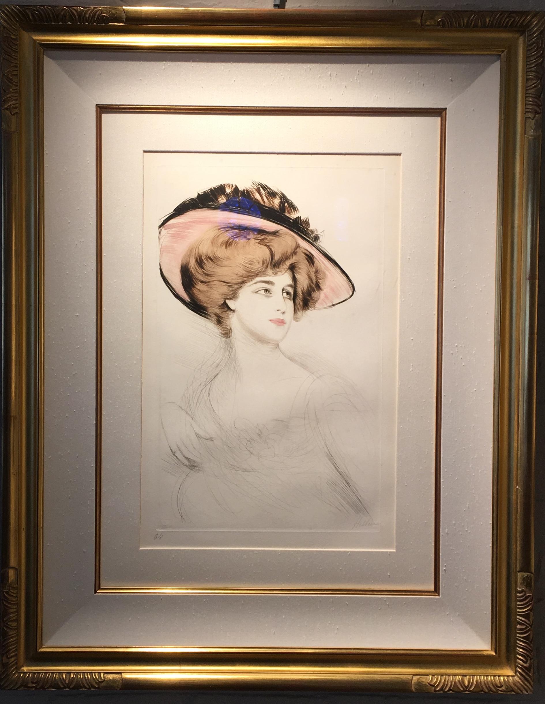 Paul César Helleu Portrait Print - "FEMME AUX CHEVEUX ROUX DE PROFIL", (Profile of a Woman with Red Hair)