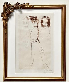 Paul César Helleu "Study of Women" Etching, Hand-Signed, Art Nouveau