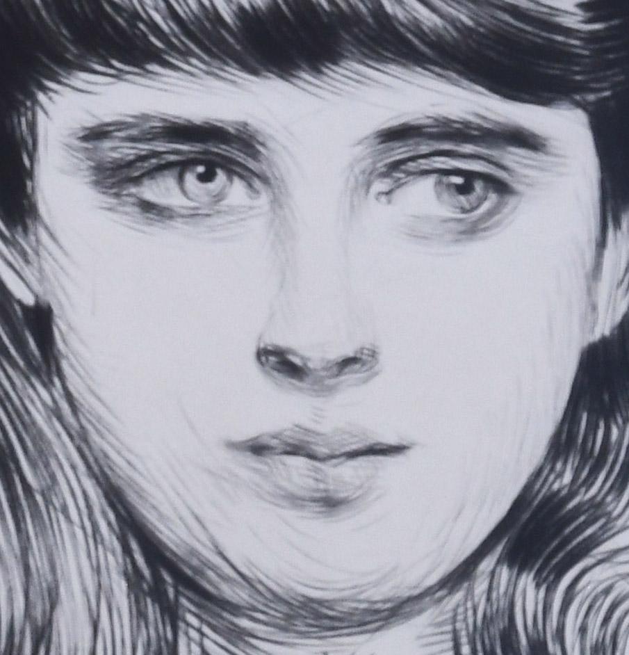 Portrait de petite fille, en buste, cheveux sur les epaules (Ellen 14 ans) - Print by Paul César Helleu