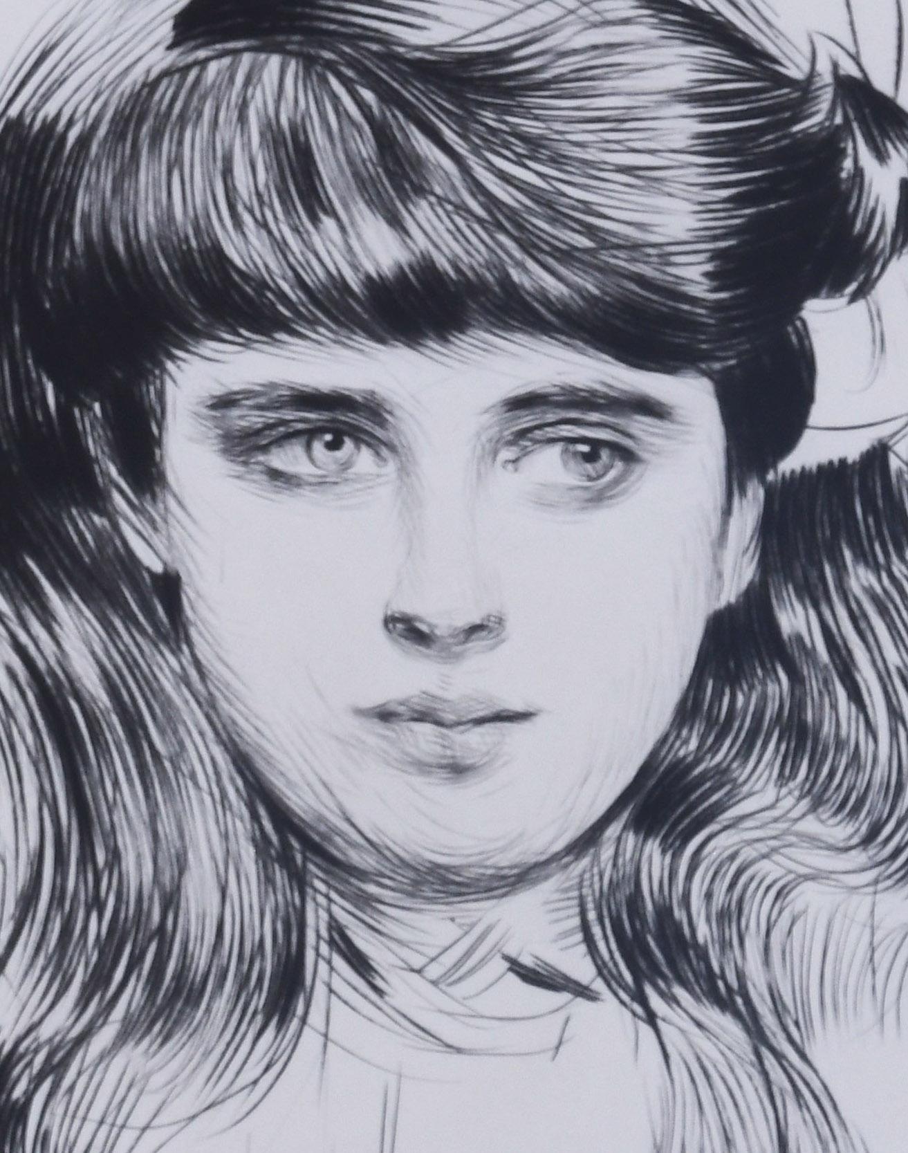 Portrait de petite fille, en buste, cheveux sur les epaules (Ellen 14 ans) - Art Nouveau Print by Paul César Helleu