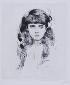Portrait de petite fille, en buste, cheveux sur les epaules (Ellen 14 ans)
