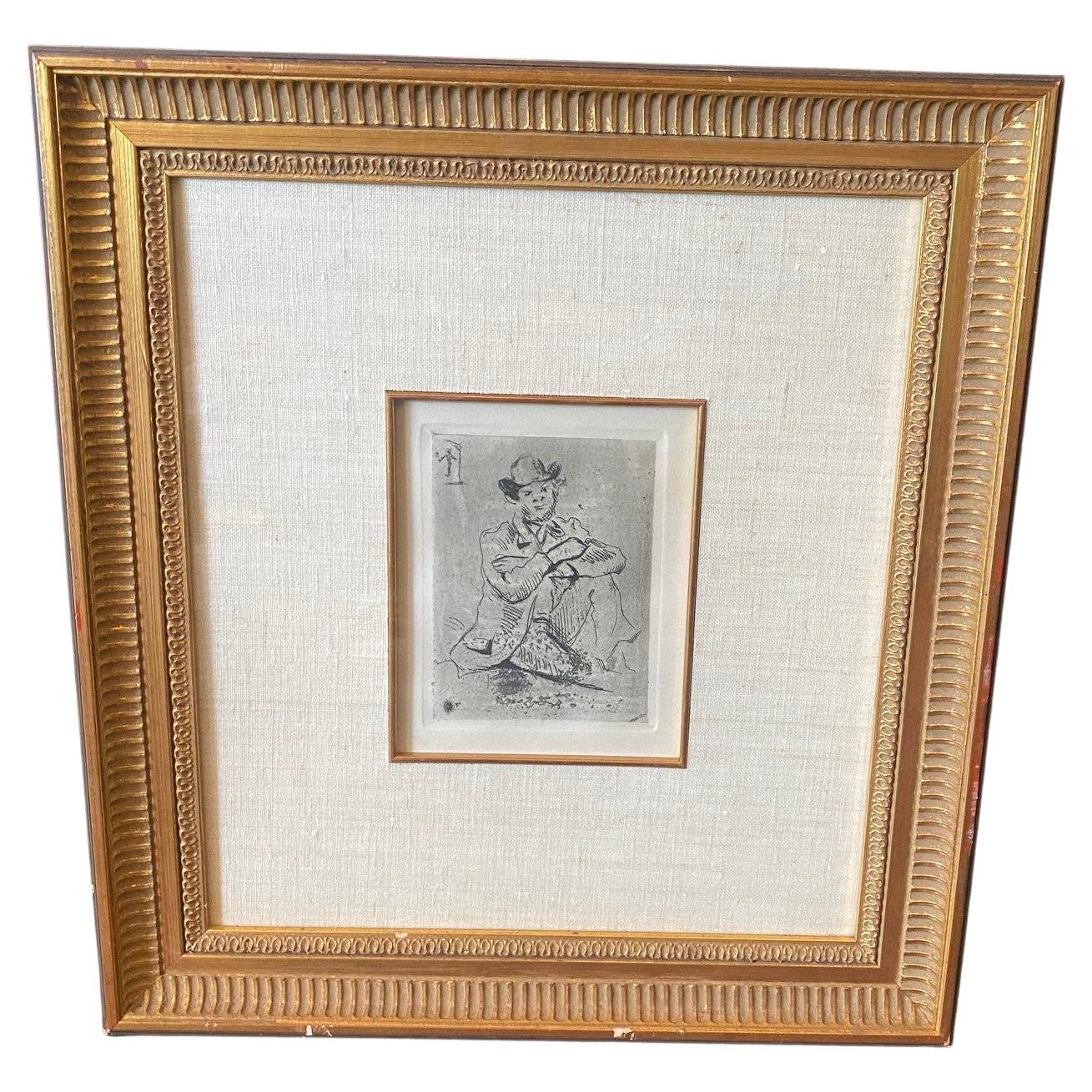 Paul Cézanne Französisch Radierung Portrait de Guillaumin au Pendu mit einem hängenden Mann im Angebot