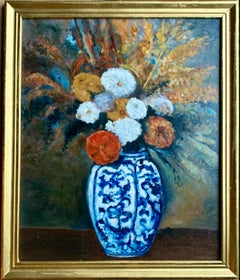 French 19th century style - Impressionist cityscape painting Flowers in a Vase