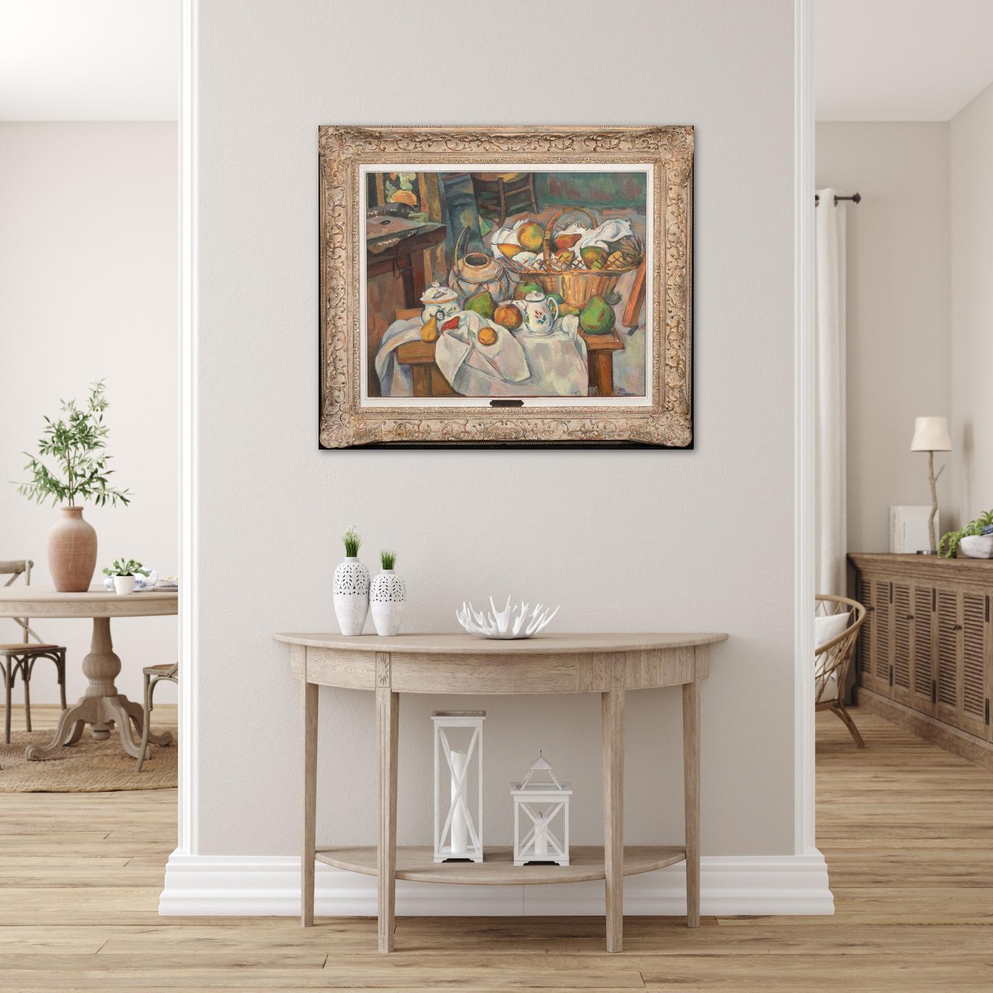  La Table Toile De 1888 - Brown Still-Life Painting by Paul Cézanne