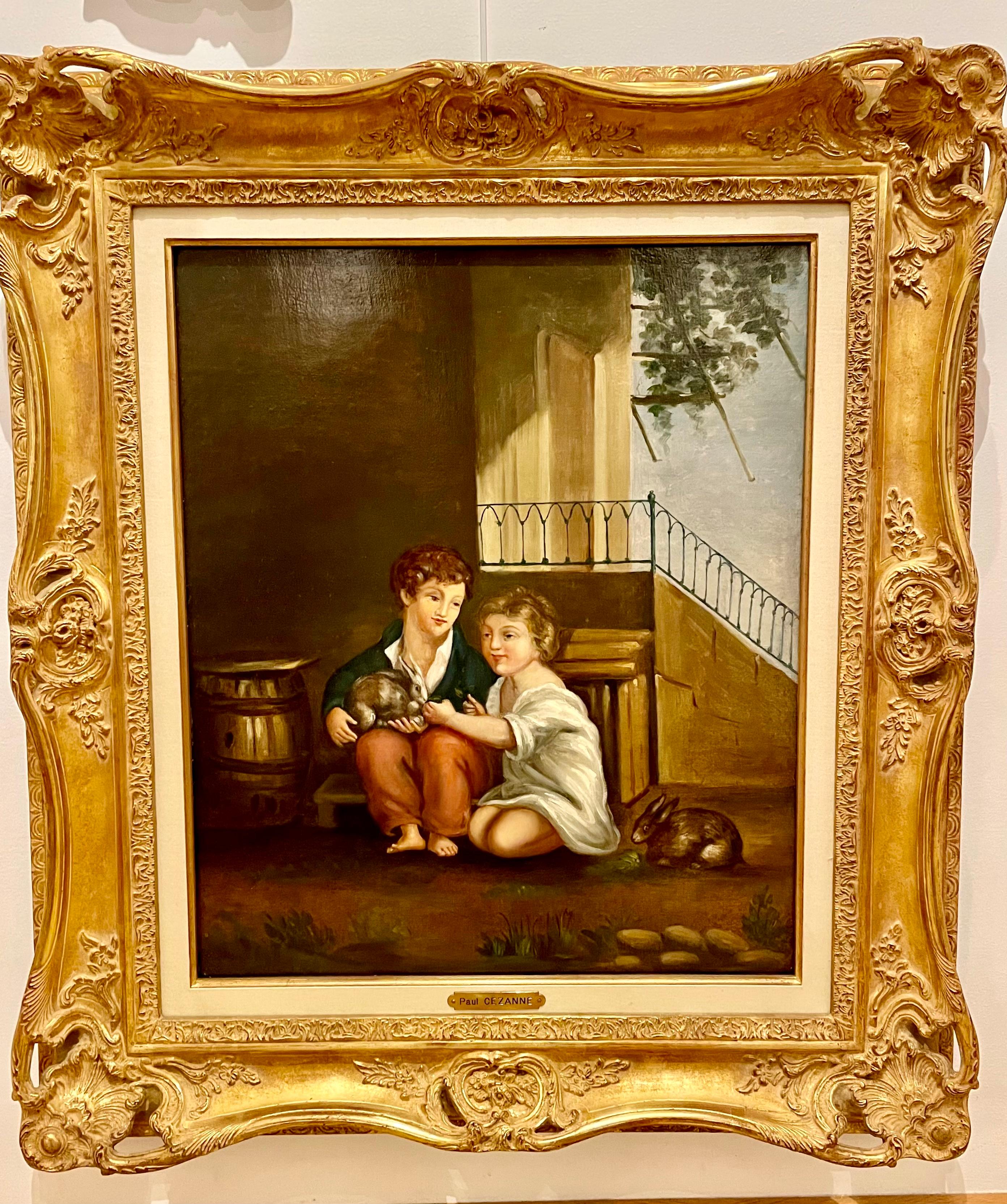 Les deux Enfants - Painting by Paul Cézanne