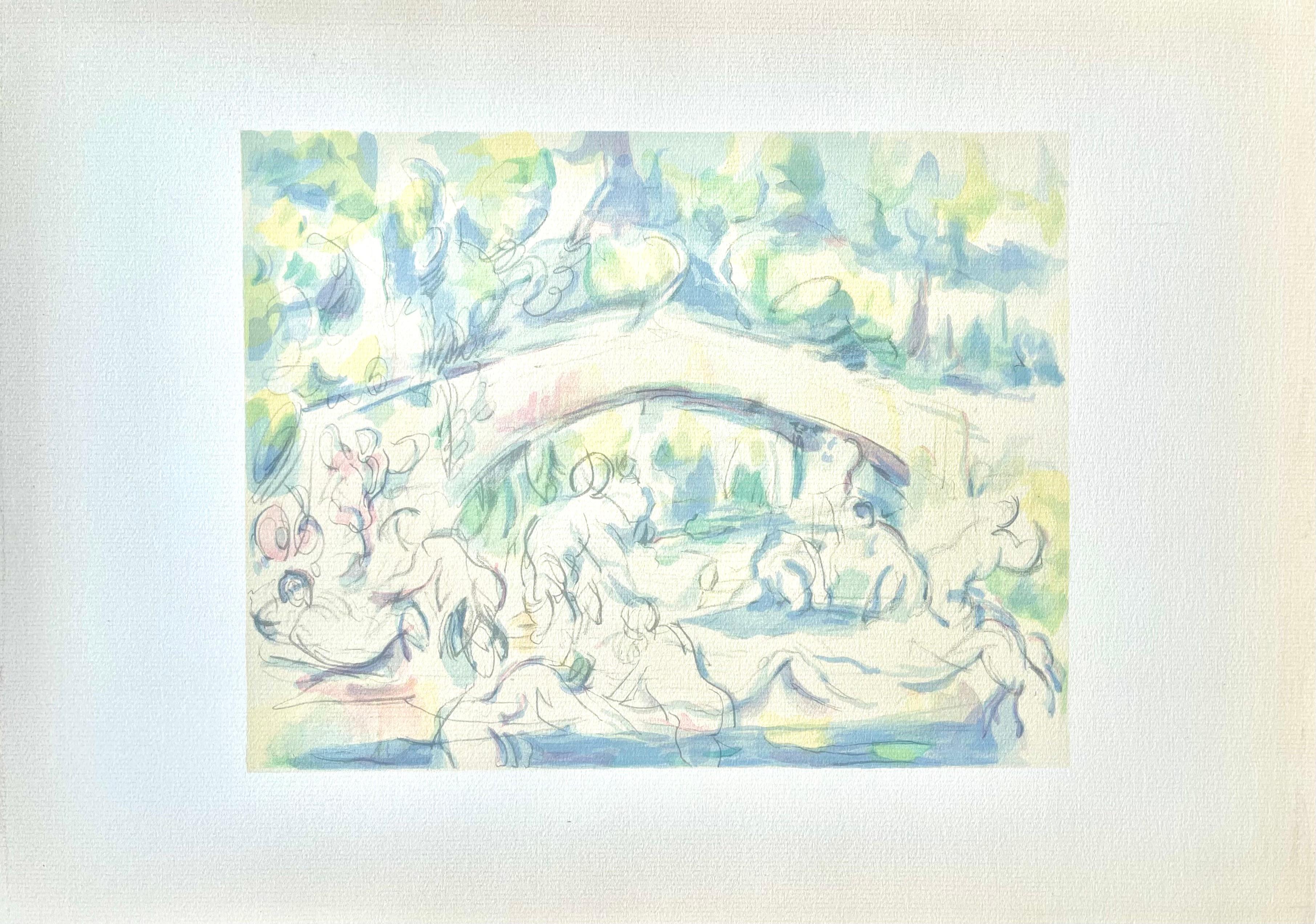 Cézanne, Badende unter einer Brücke, Cézanne: Zehn Aquarelle (nach) im Angebot 3