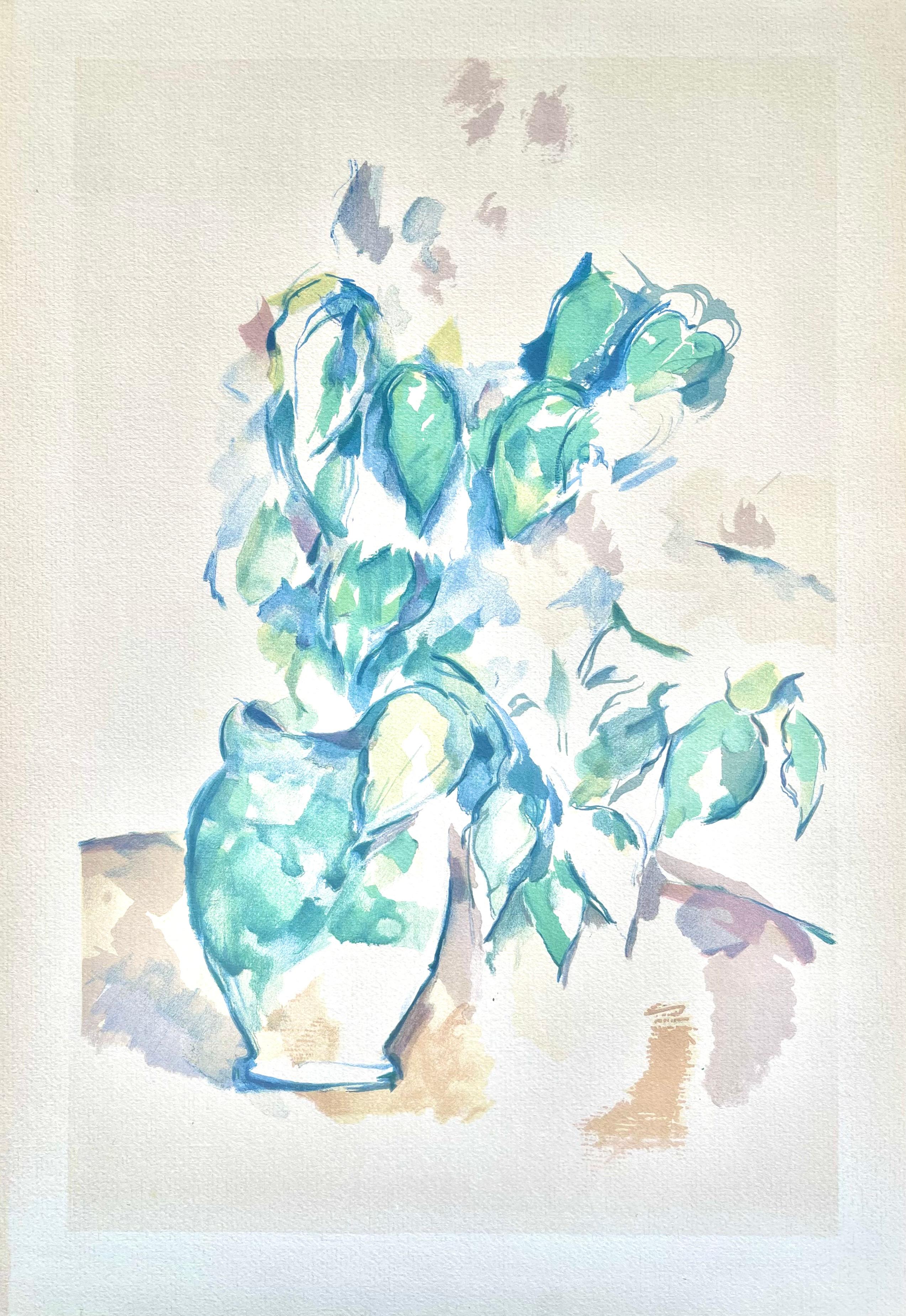 Cézanne, Leaves in a Vase, Cézanne: Ten Water Colors (after) For Sale 3