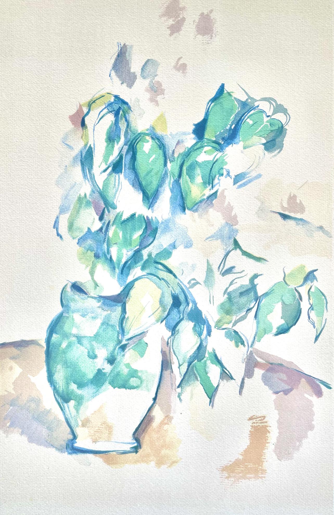 Paul Cézanne Landscape Print - Cézanne, Leaves in a Vase, Cézanne: Ten Water Colors (after)