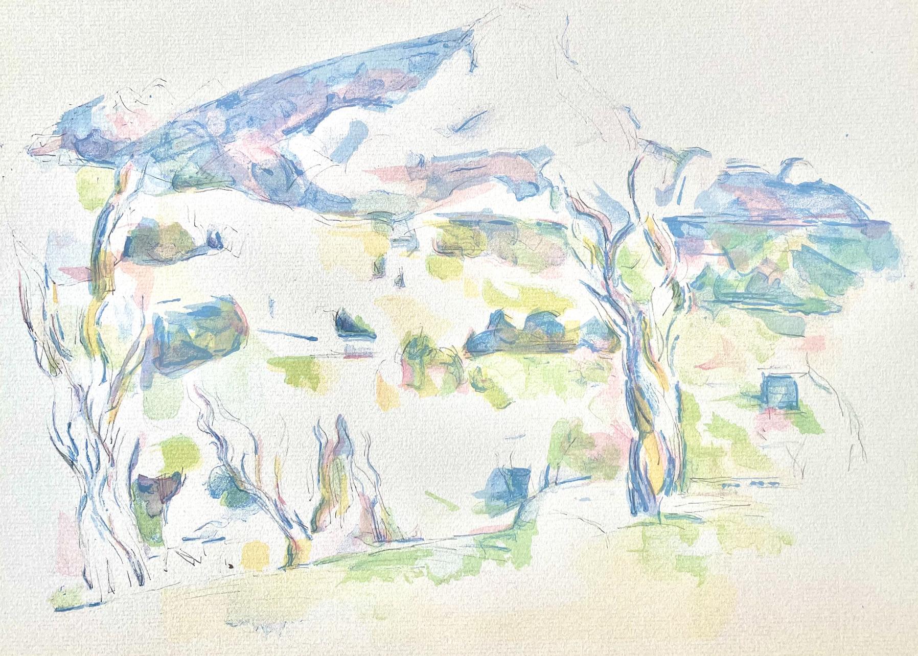 Landscape Print Paul Cézanne - Cézanne, Mont Sainte-Victoire, Cézanne : dix aquarelles (d'après)