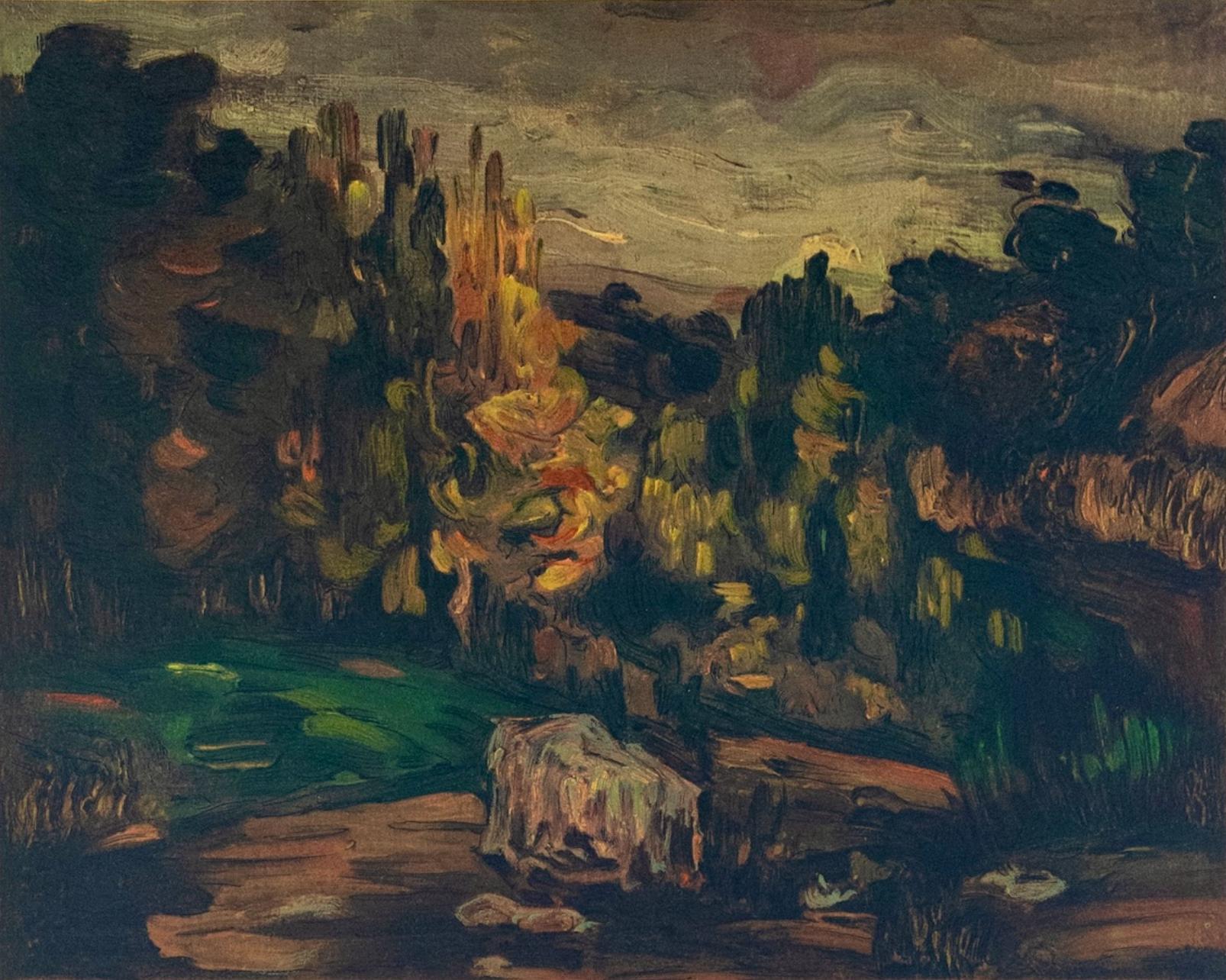 Figurative Print Paul Cézanne - Cézanne, Paysage à Aix, Les Réalistes Lyriques (d'après)