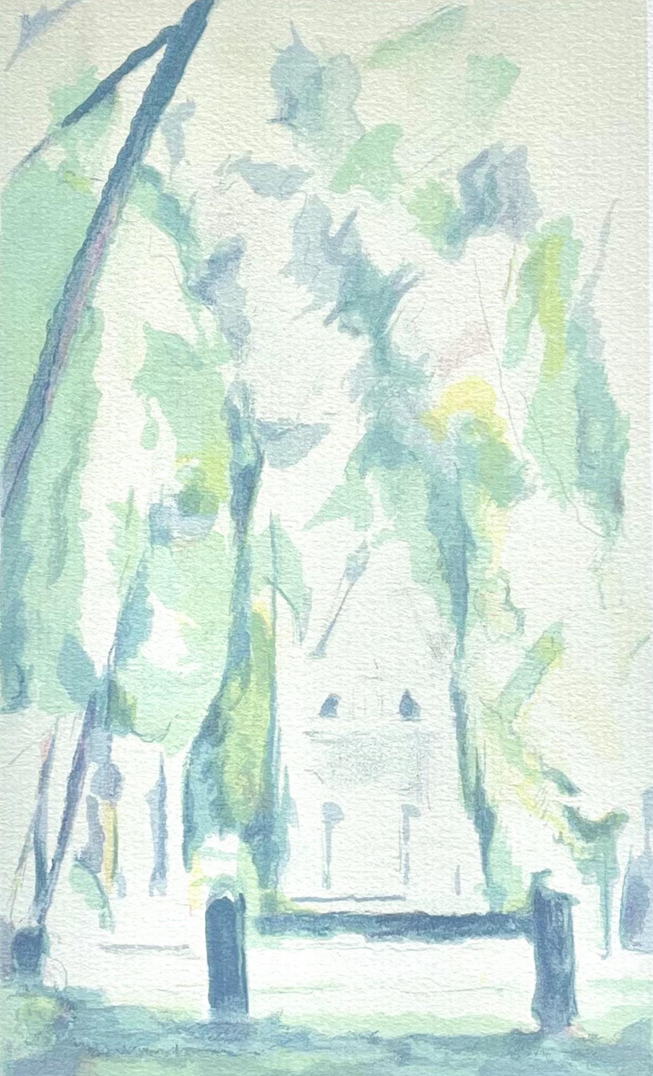 Paul Cézanne Landscape Print – Cézanne, The Gate, Chantilly, Cézanne: Zehn Aquarelle (nach)