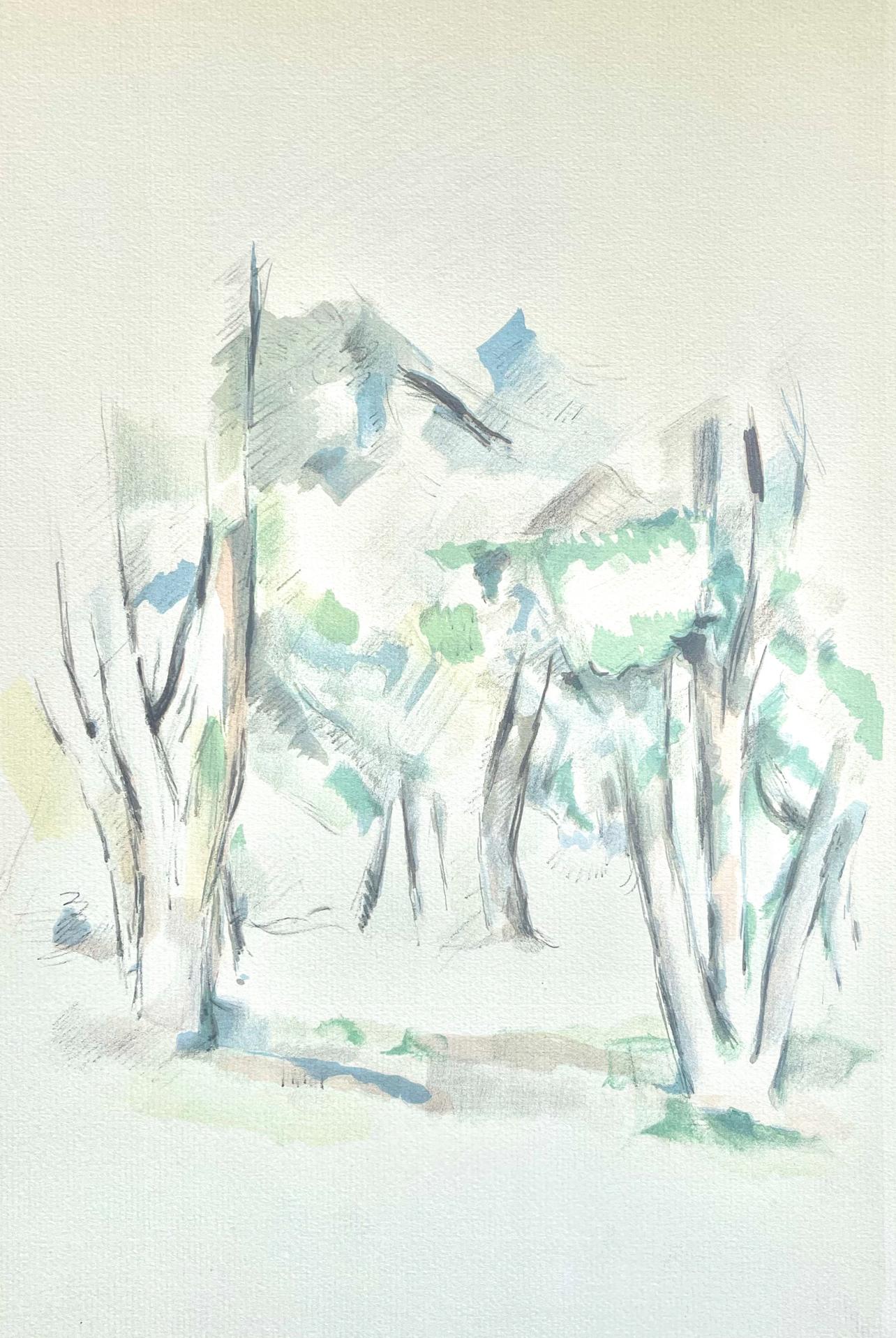 Paul Cézanne Abstract Print - Cézanne, Trees, Cézanne: Ten Water Colors (after)
