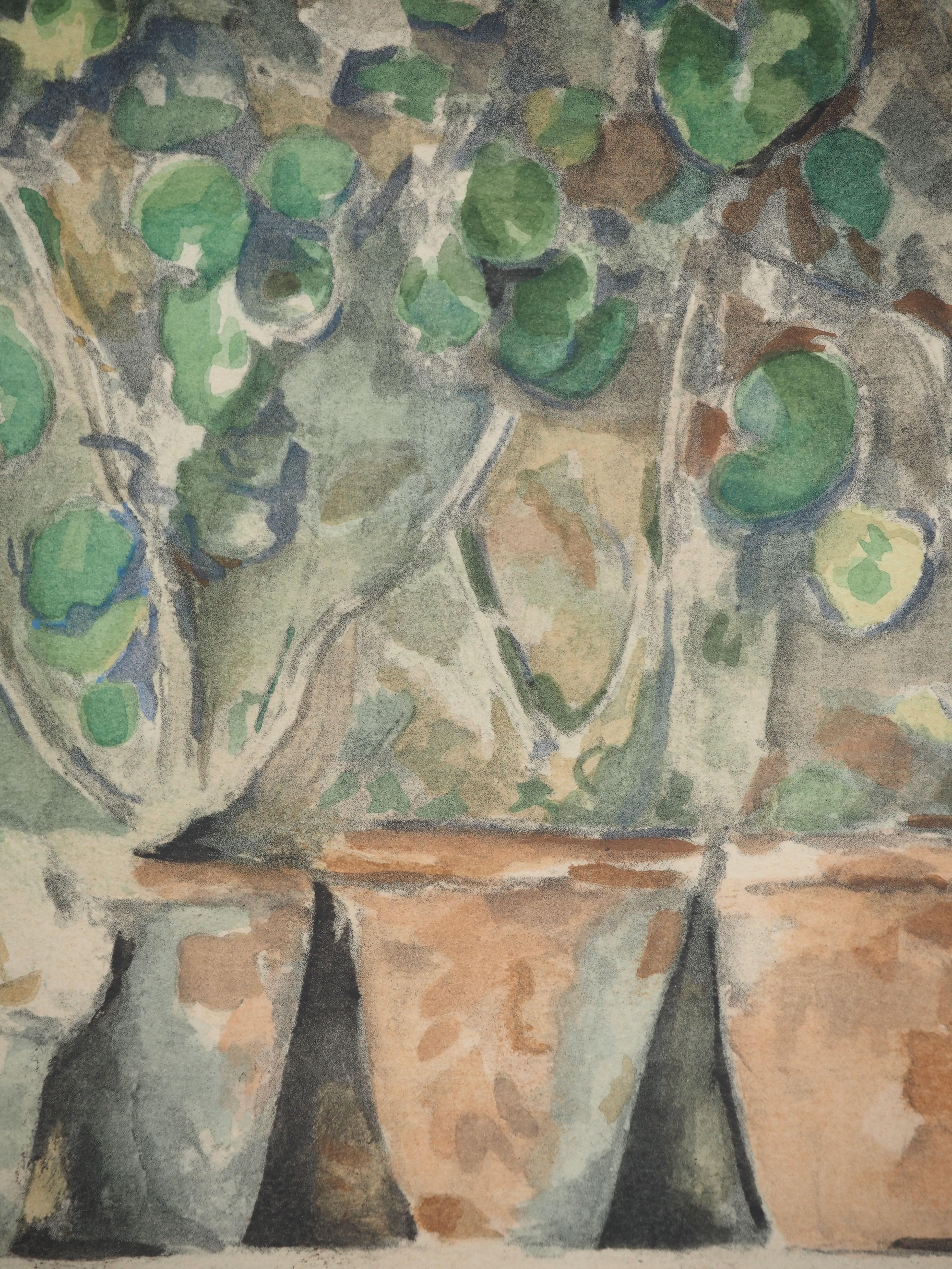 Paul Cezanne
Pots de géraniums, 1971

Lithographie et pochoir (atelier Jacomet)
Non signé
Numéroté / 225
Sur papier appliqué sur vélin d'Arches 53.5 x 41.5 cm (c. 21 x 16.5 in)

INFORMATION : Cette lithographie fait partie du portfolio 