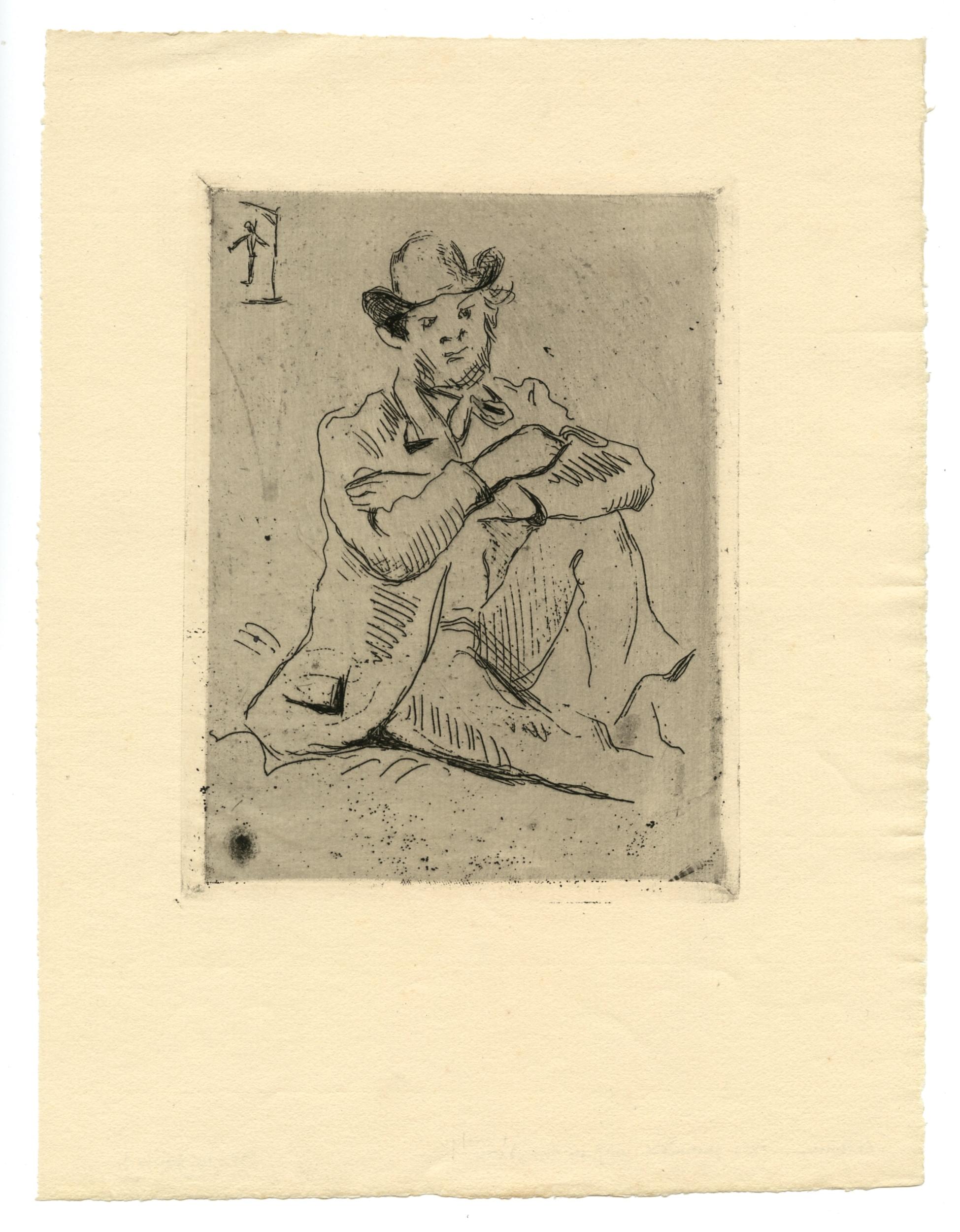 "Guillaumin au Pendu" original etching - Print by Paul Cézanne
