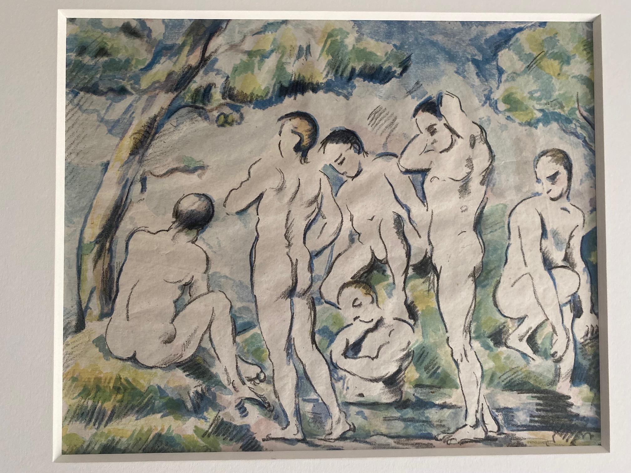 Les baigneurs, petite planche (Los bañistas, pequeña plancha) V. 1156, D. II - Figurative Print Gris de Paul Cézanne