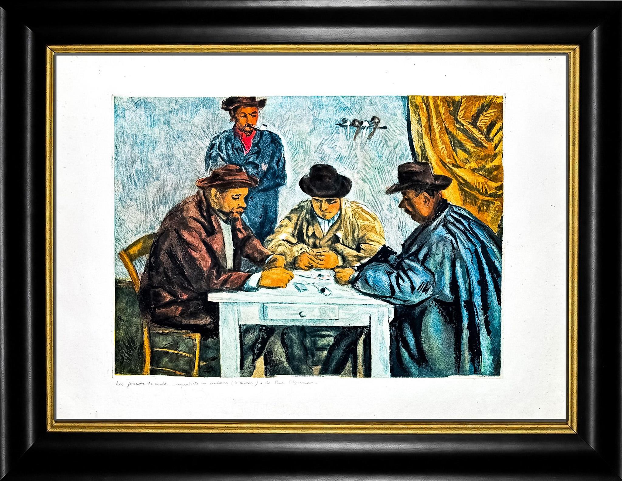 Paul Cézanne (1839-1906) – Les joueurs de cartes – Aquatinte en couleur sur papier Arches