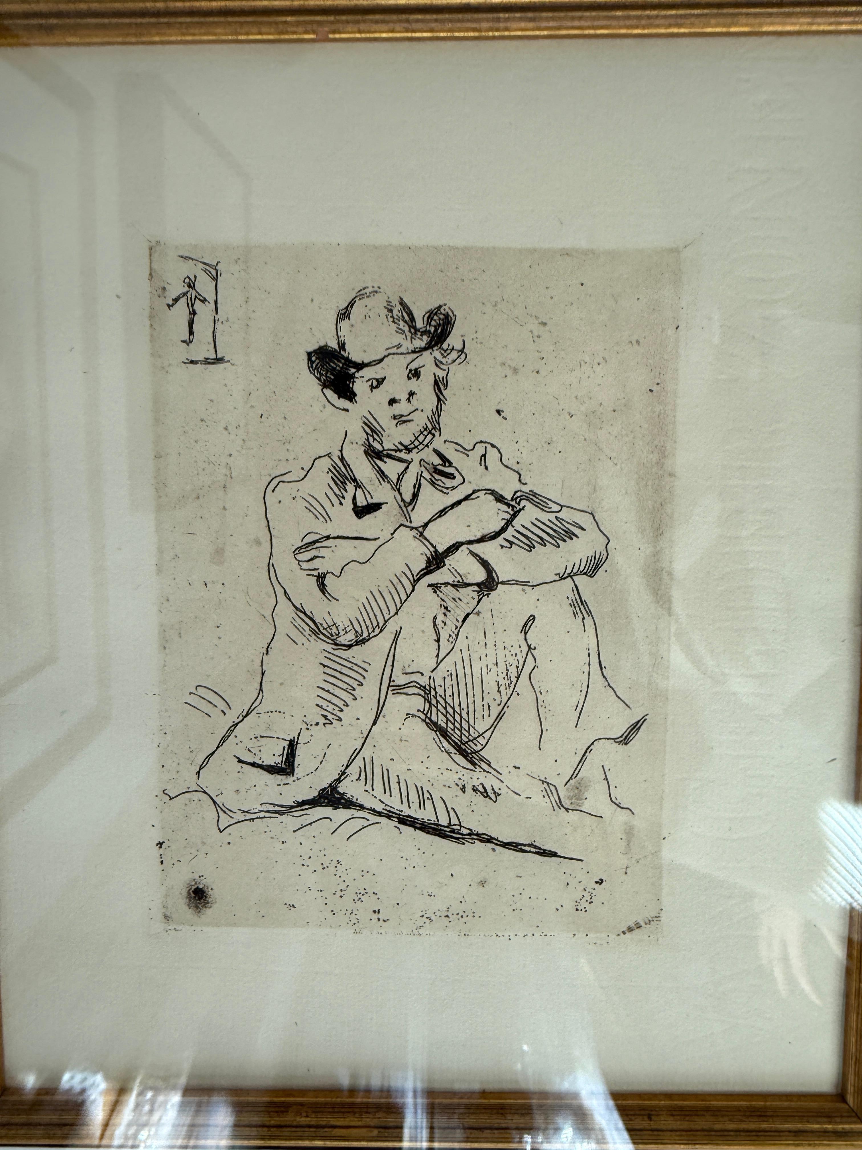 Portrait de Guillaumin  (with the hanged man) - White Figurative Print by Paul Cézanne