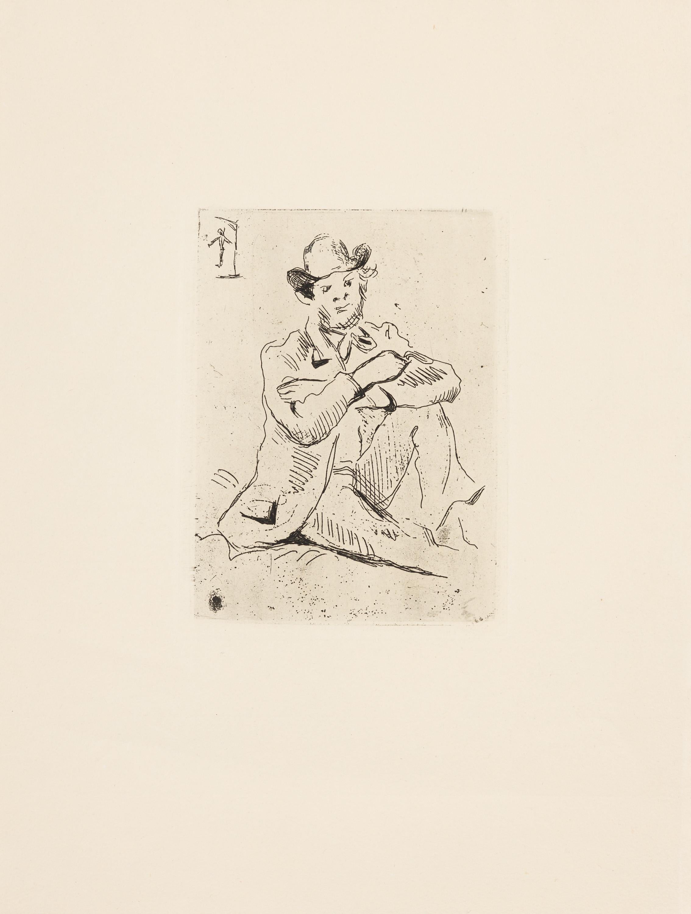 Portrait des Malers Armand Guillaumine mit dem hängenden Mann - Print by Paul Cézanne
