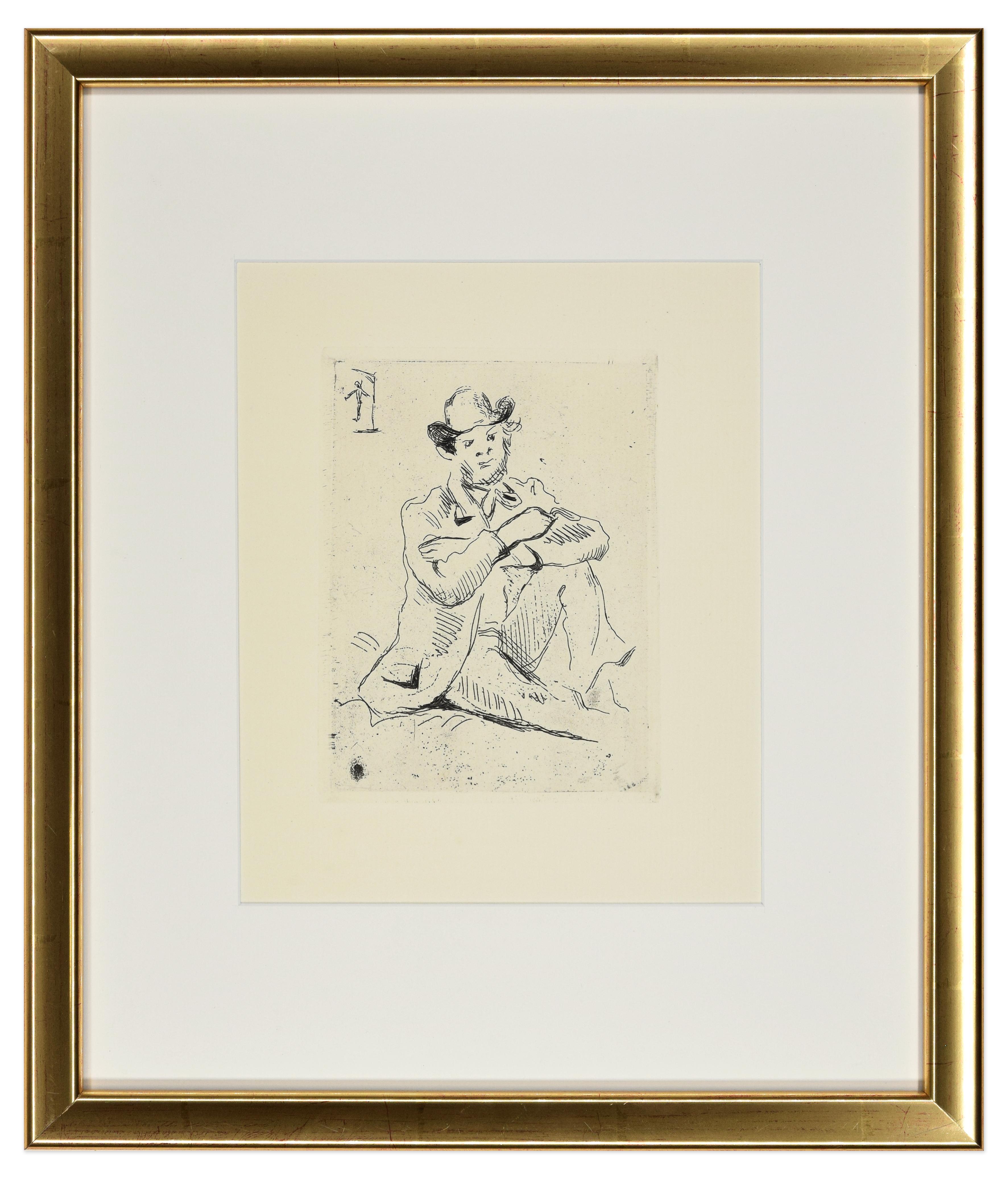 Portrait du Peintre Guillaumin - Original Etching Late 19th Century - Print by Paul Cézanne