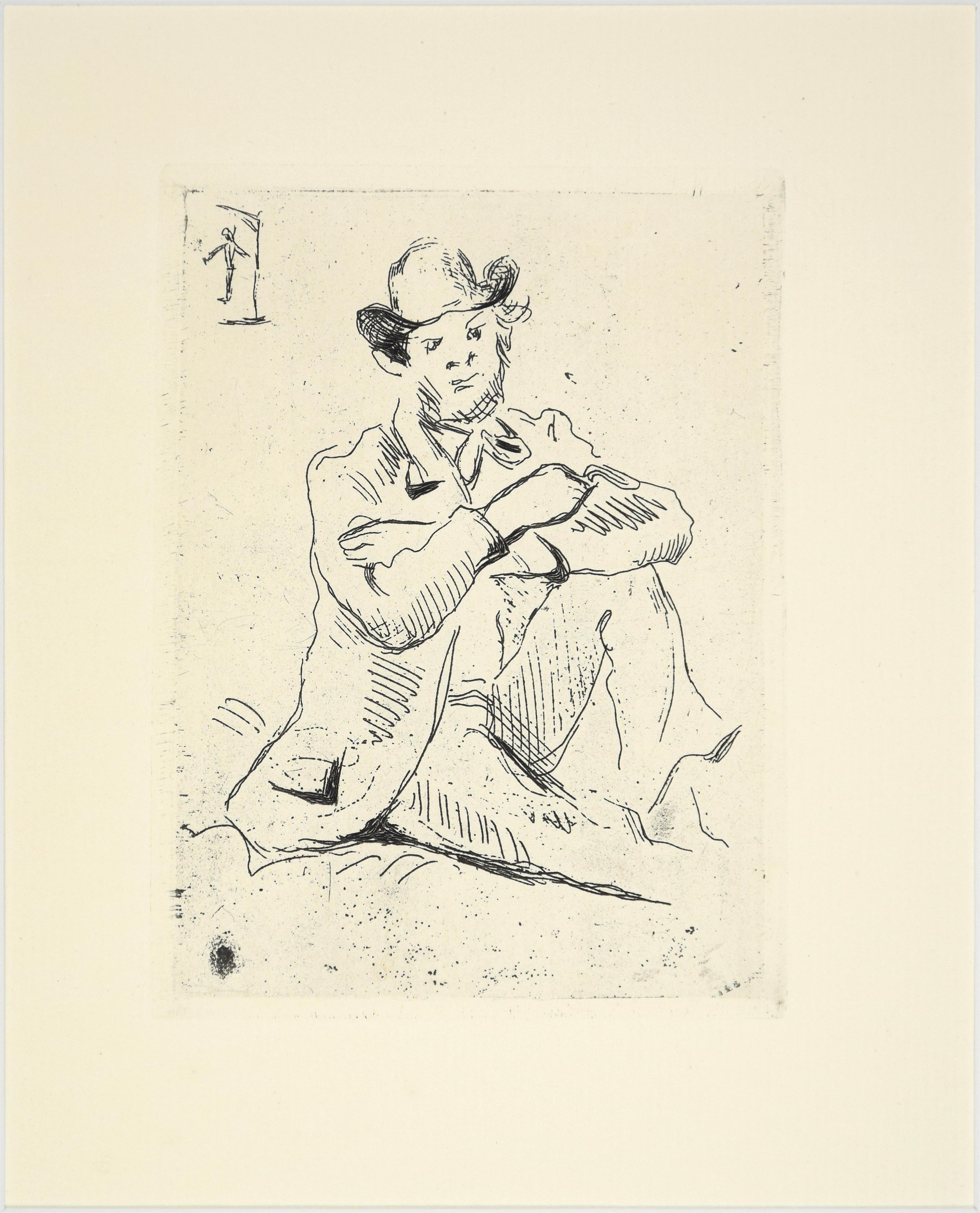 Paul Cézanne Figurative Print - Portrait du Peintre Guillaumin - Original Etching Late 19th Century