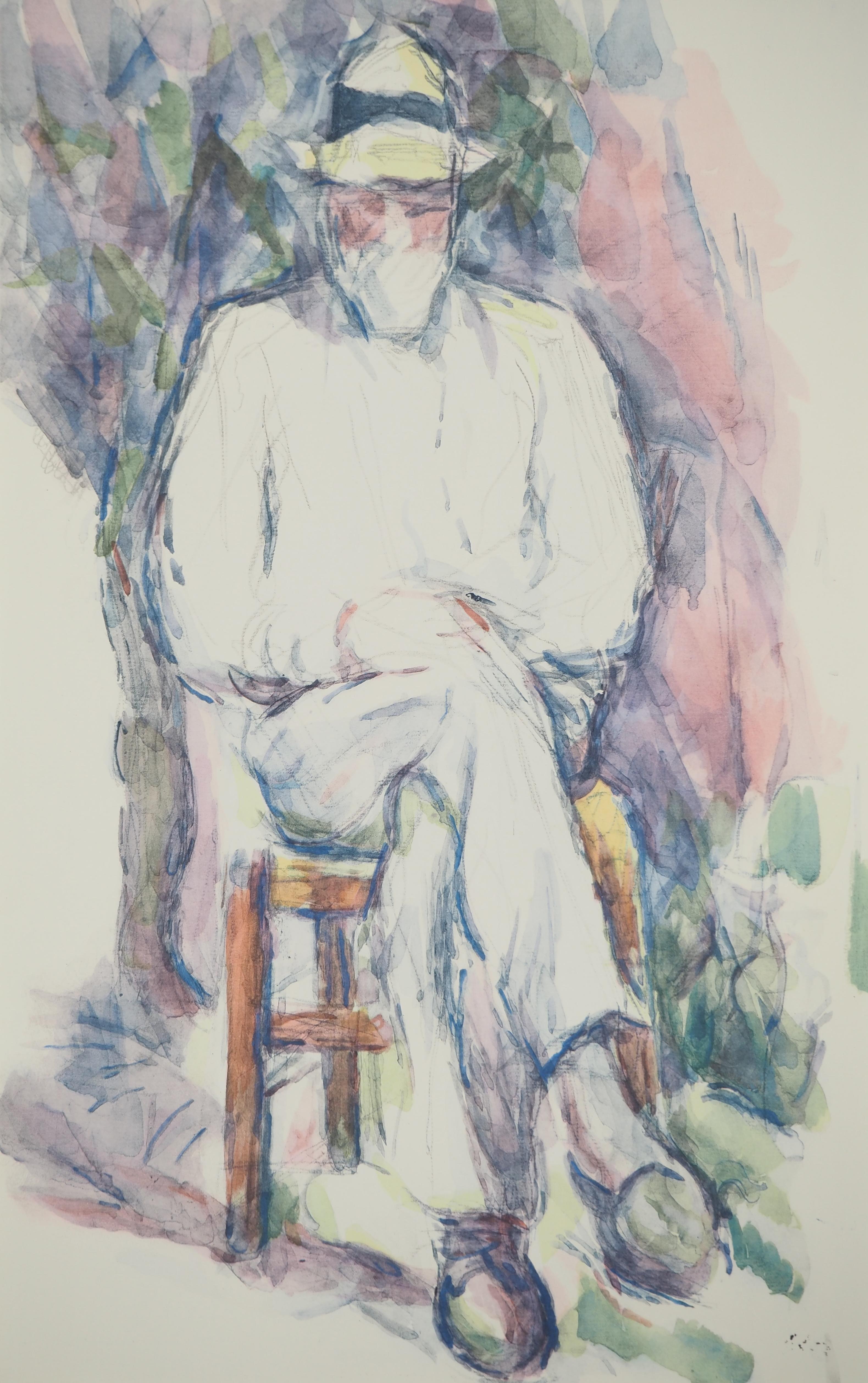 Portrait, The man with a hat - Lithograph, 1971 - Print by Paul Cézanne