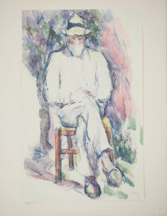 Vintage Portrait, The man with a hat - Lithograph, 1971