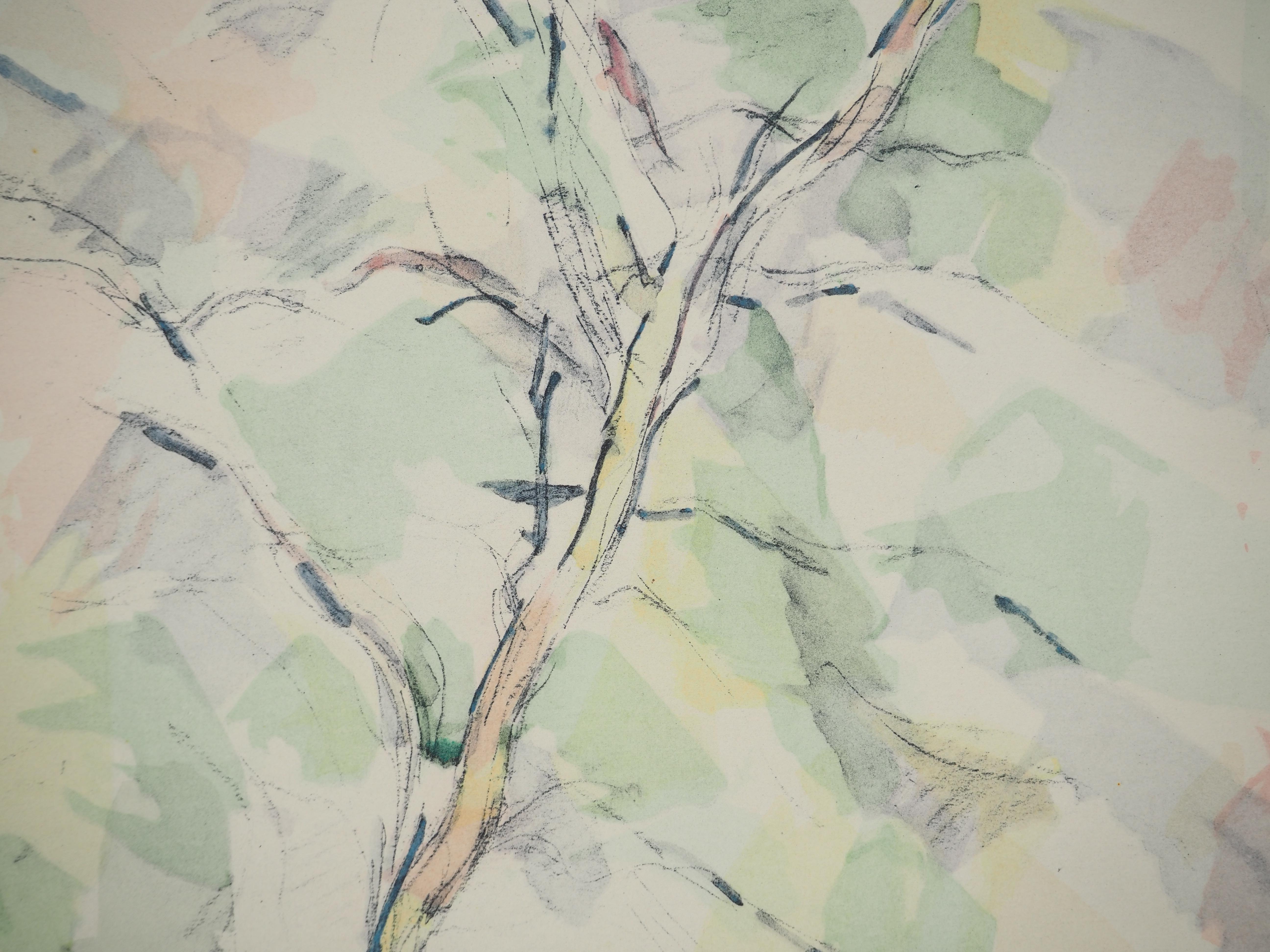 Provenza, En el bosque - Litografía, 1971 - Landscape Print Beige de Paul Cézanne