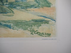 Provence : Sainte Victoire Mountain - Etching and aquatint engraved by J. Villon