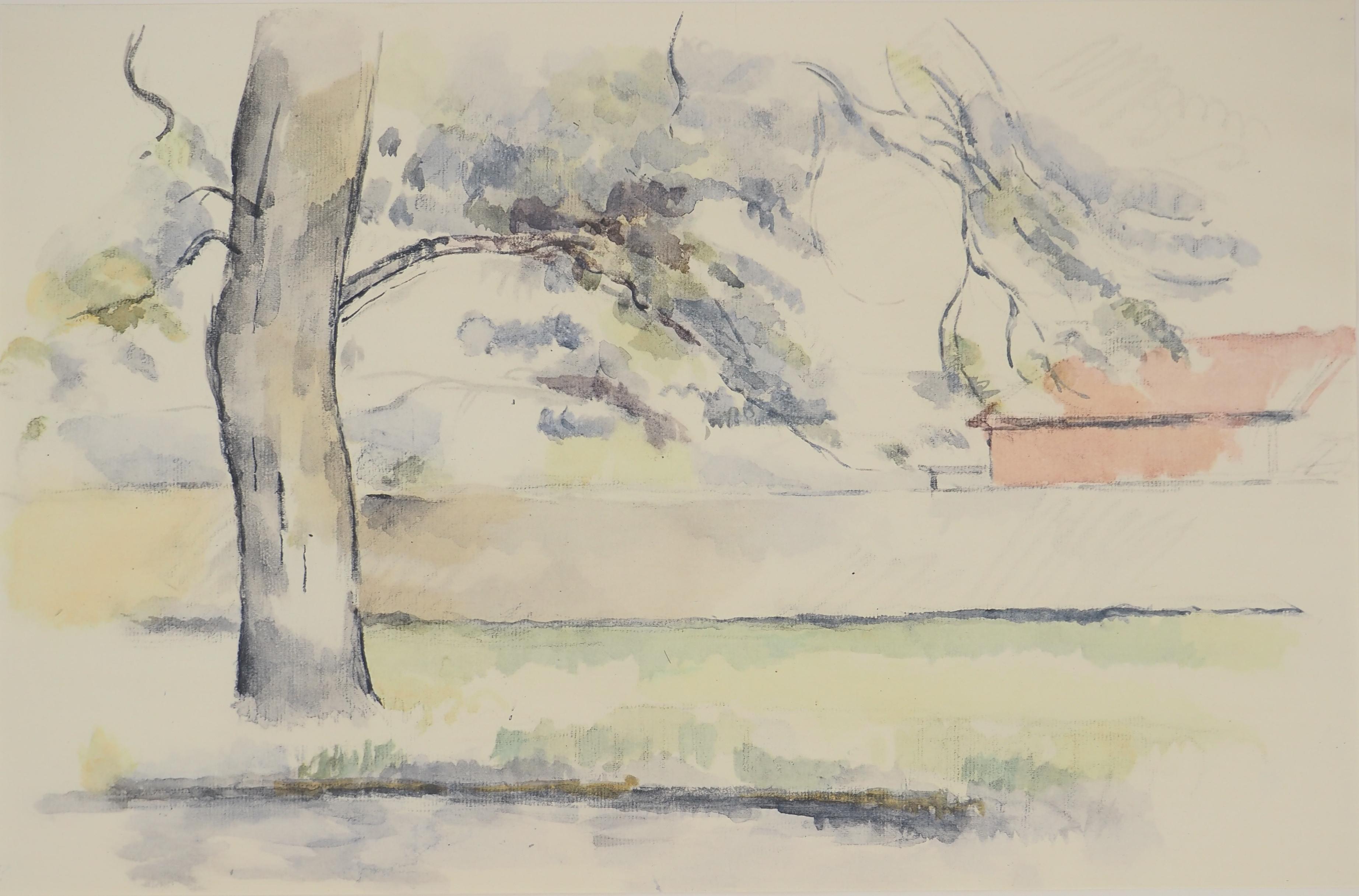 Kleiner französischer Garten – Lithographie, 1971 – Print von Paul Cézanne
