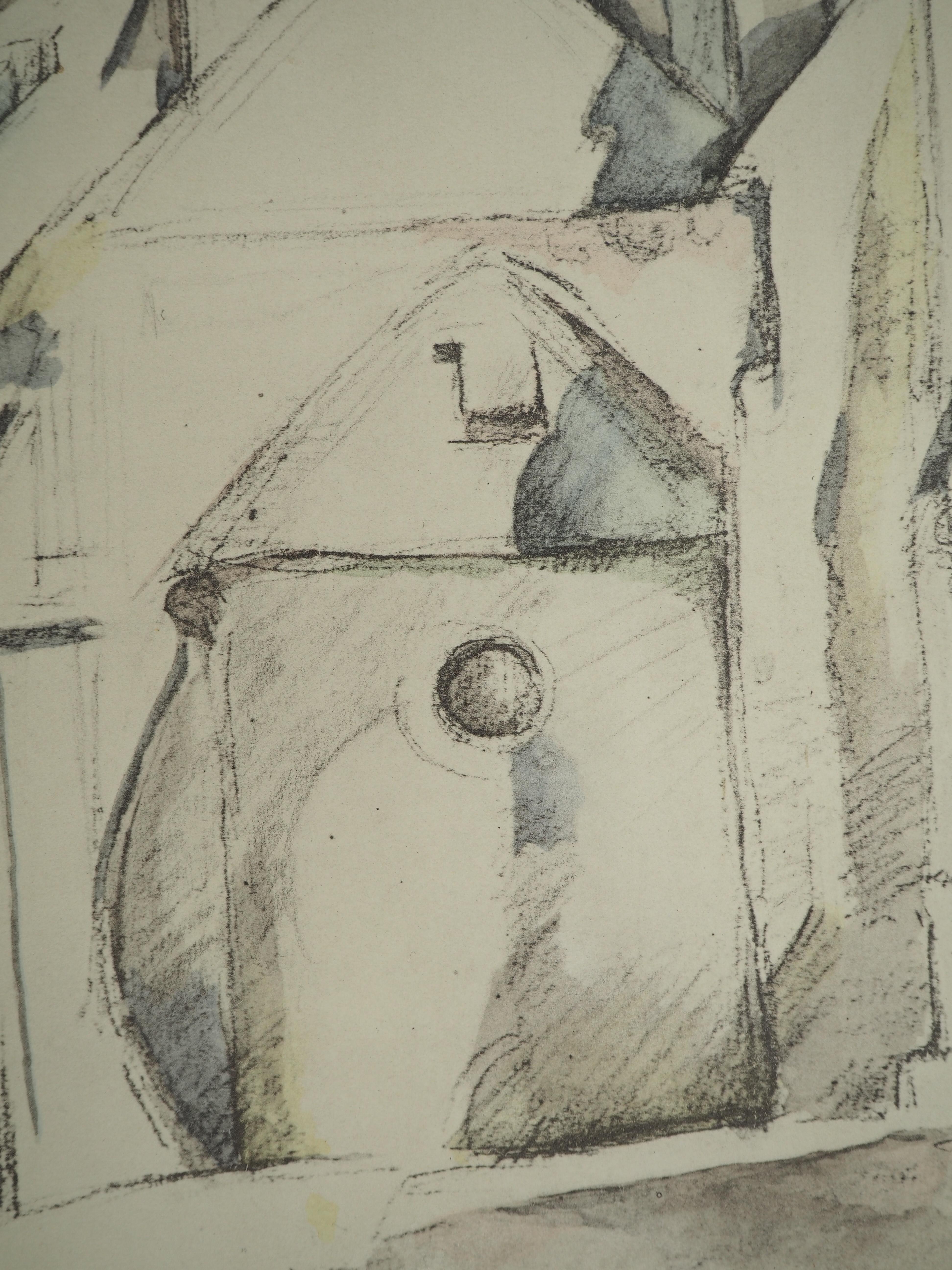 Pequeño pueblo de Francia, cerca de la iglesia - Litografía, 1971 - Print Moderno de Paul Cézanne