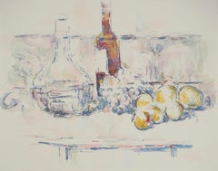 Still life, Fruits and wine - Lithograph, 1971