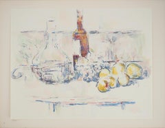 Vintage Still life, Fruits and wine - Lithograph, 1971