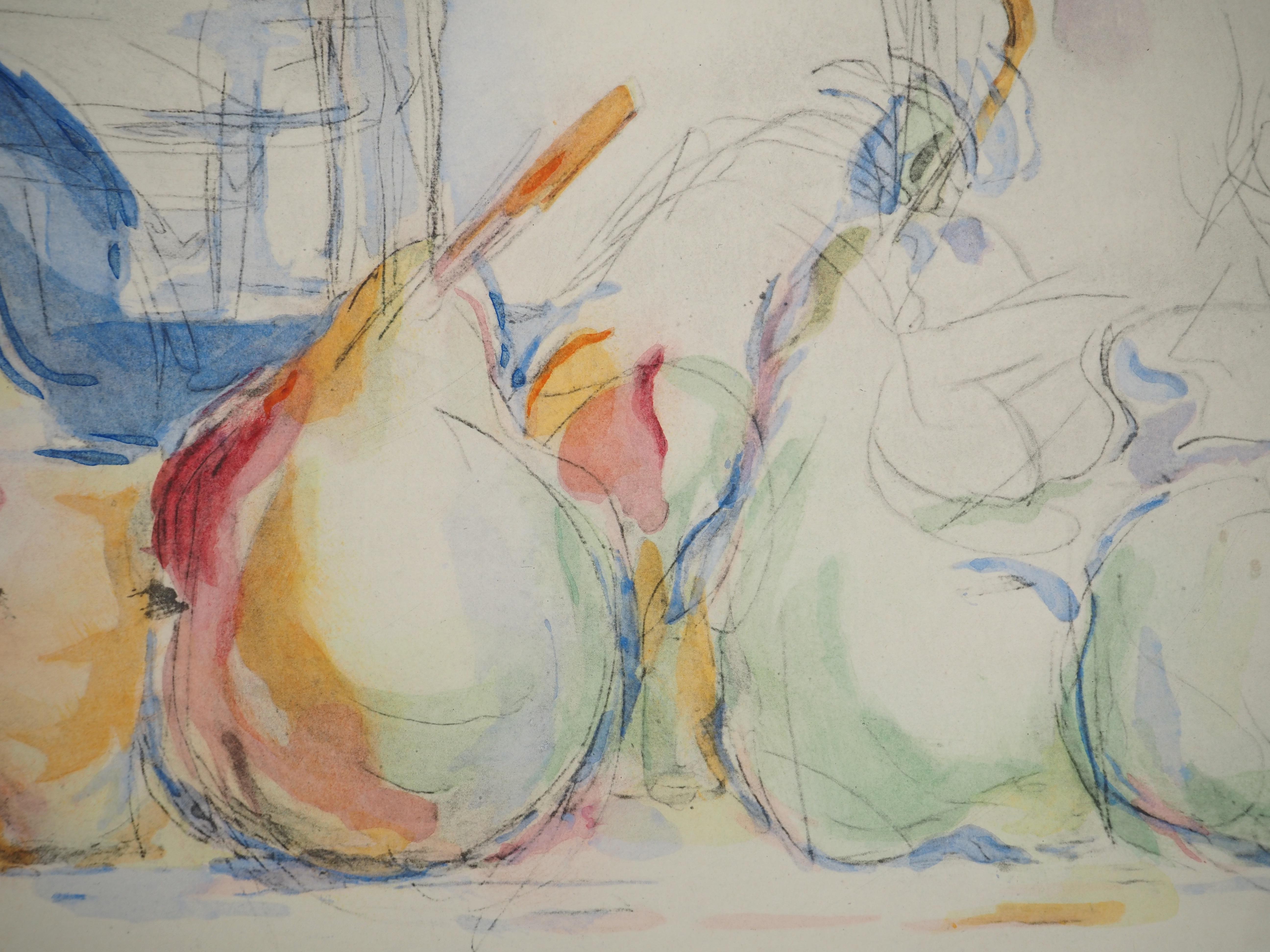 Stillleben – Früchte, Birnen und Äpfel – Lithographie, 1971 (Moderne), Print, von Paul Cézanne