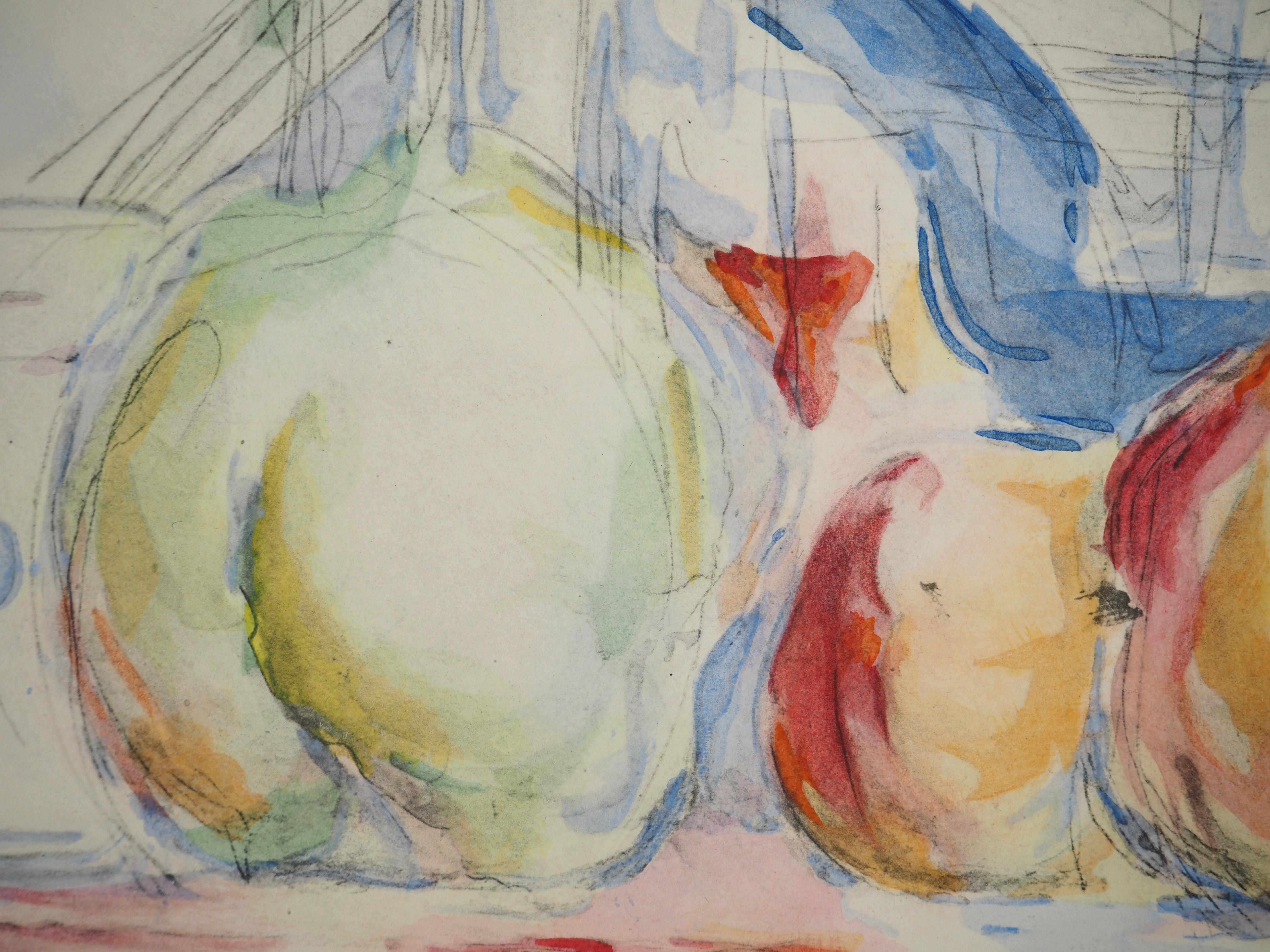 Stillleben – Früchte, Birnen und Äpfel – Lithographie, 1971 (Beige), Still-Life Print, von Paul Cézanne