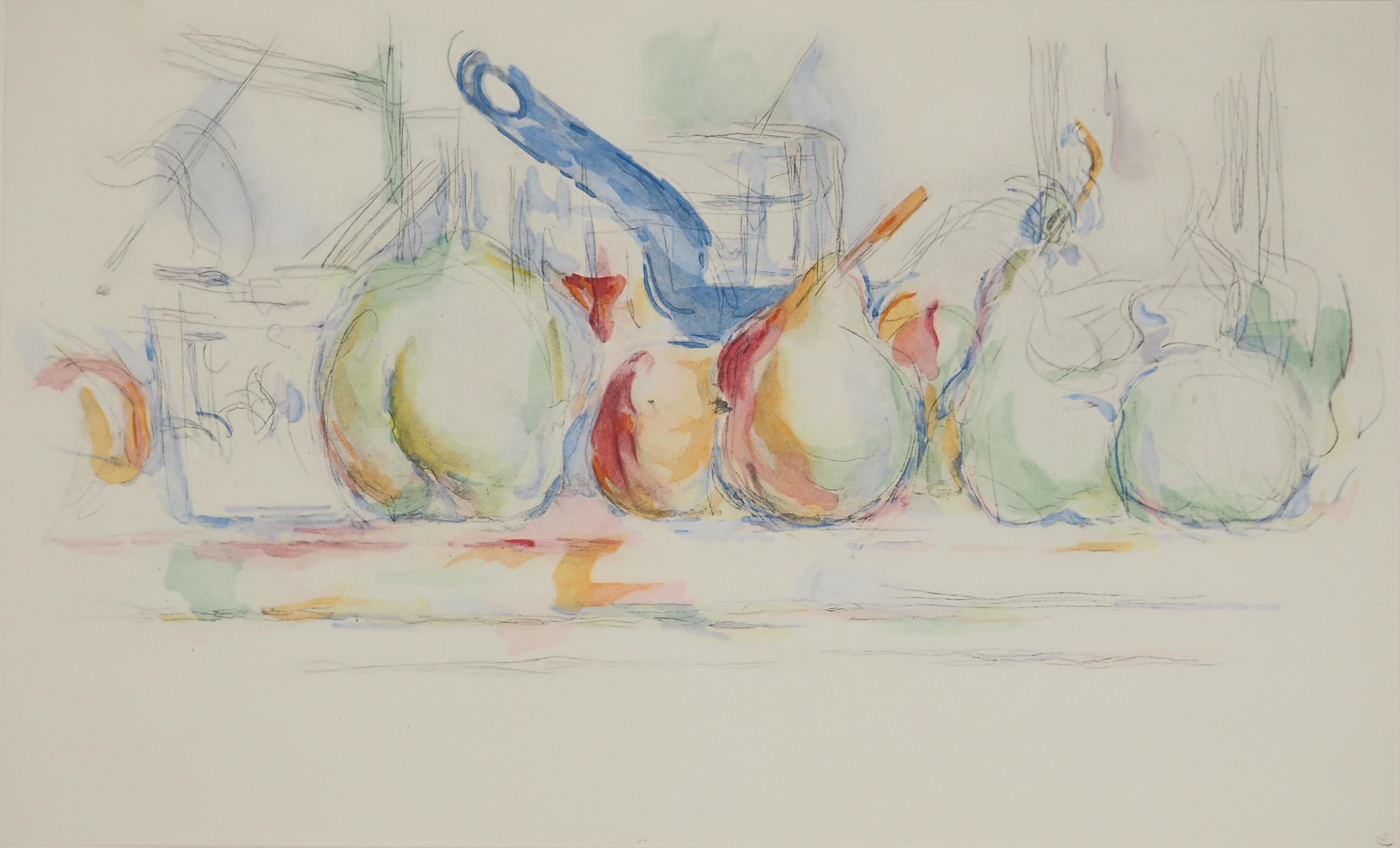 Paul Cézanne Still-Life Print - Still life - Fruits, pears and apples - Lithograph, 1971