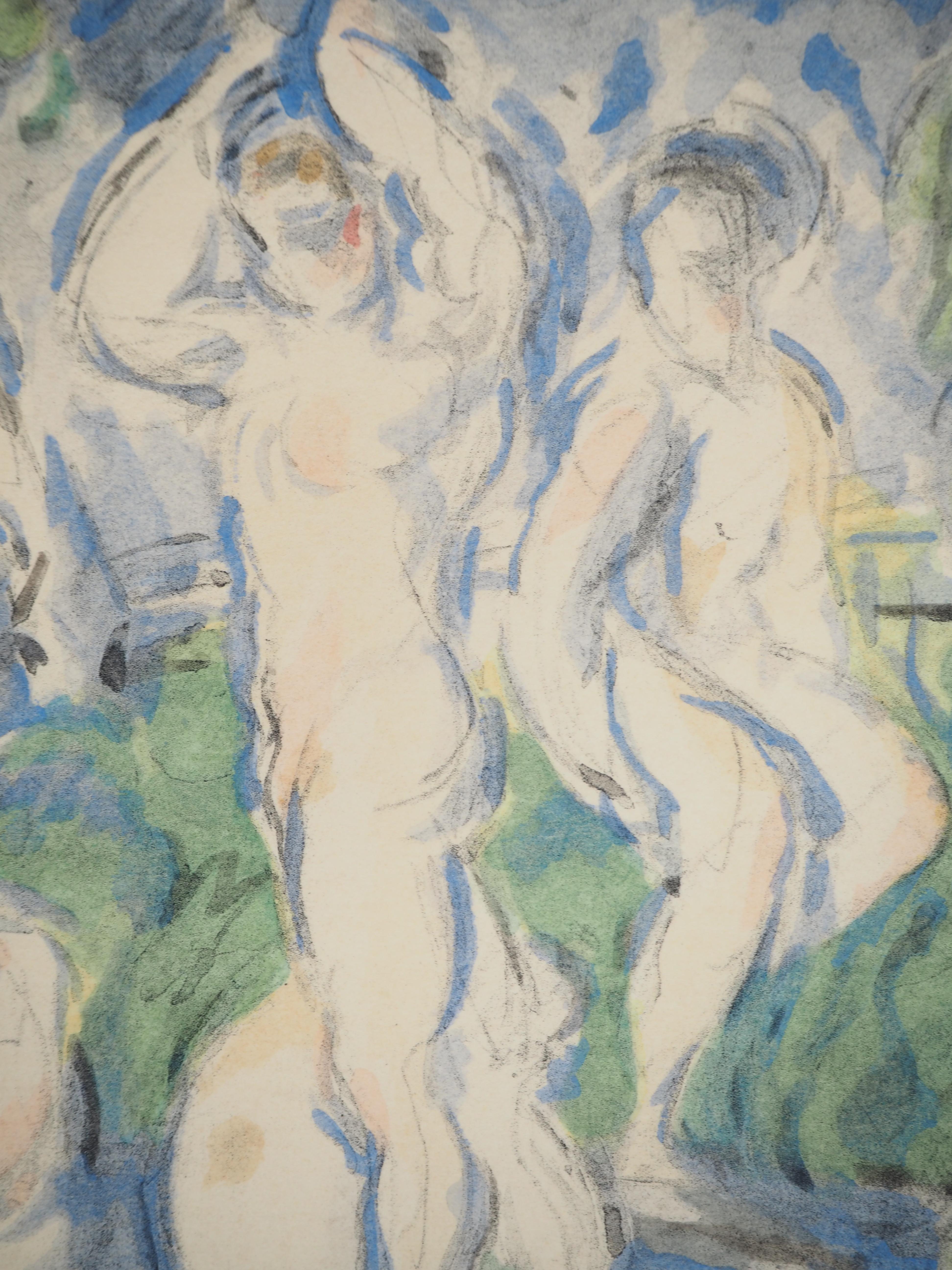 Paul Cezanne
Die Badenden in der Provence, 1971

Lithographie und Schablone (Werkstatt Jacomet)
Vorzeichenlos
Nummeriert / 225
Auf Papier, aufgetragen auf Arches Vellum 53,5 x 41,5 cm (ca. 21 x 16,5 Zoll)
Bildgröße: 20 x 25 cm (ca. 8 x 10