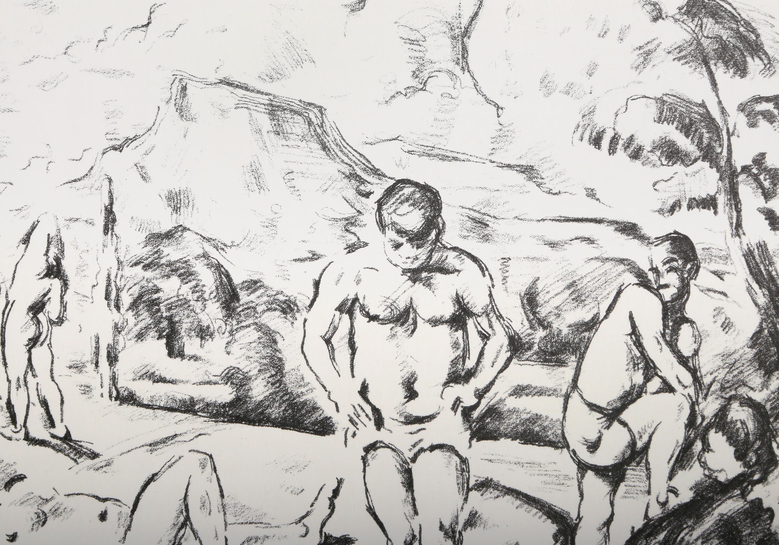 Los bañistas, colotipia moderna según Paul Cézanne en venta 2