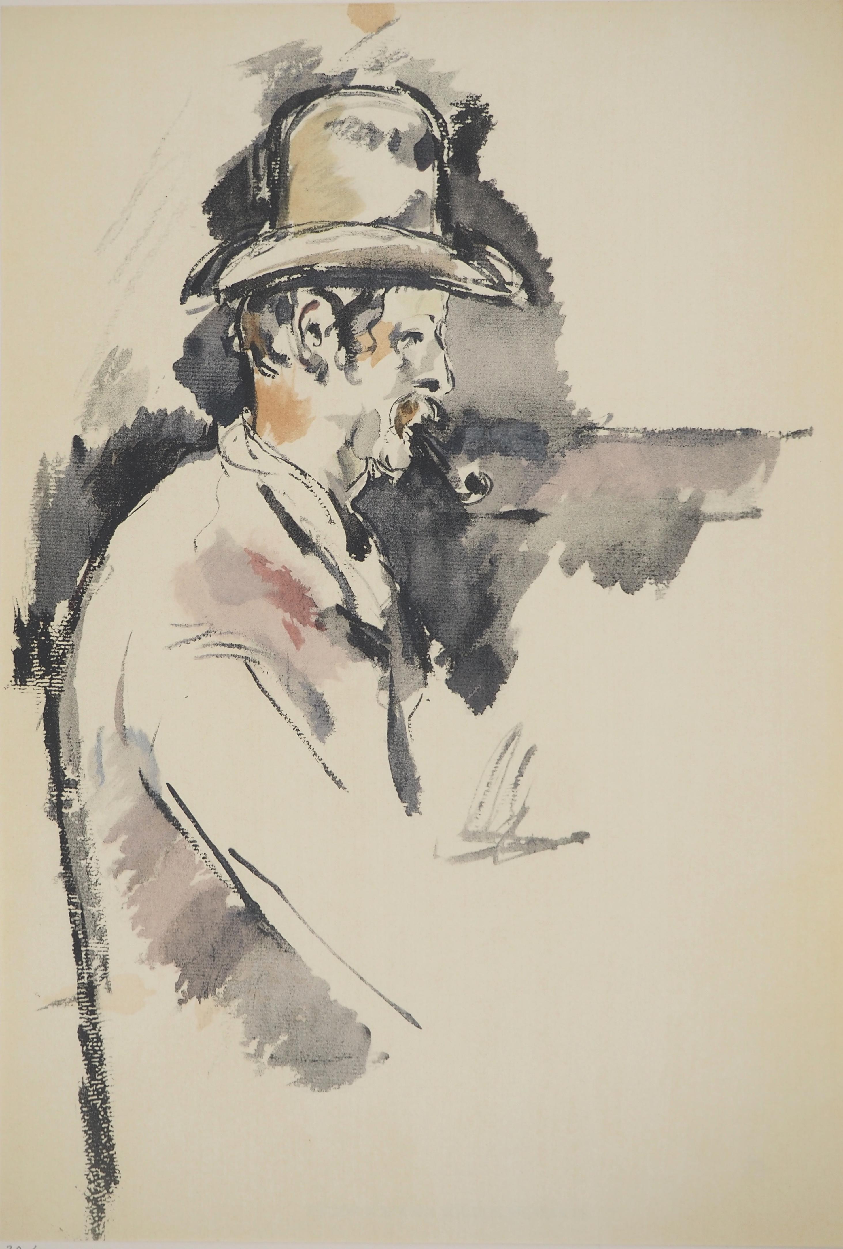 Le joueur de cartes - Lithographie, 1971 - Print de Paul Cézanne