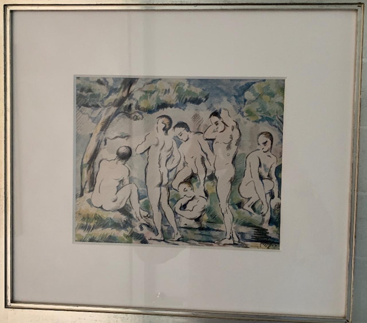 Les baigneurs, petite planche (Los bañistas, pequeña plancha) V. 1156, D. II - Print de Paul Cézanne