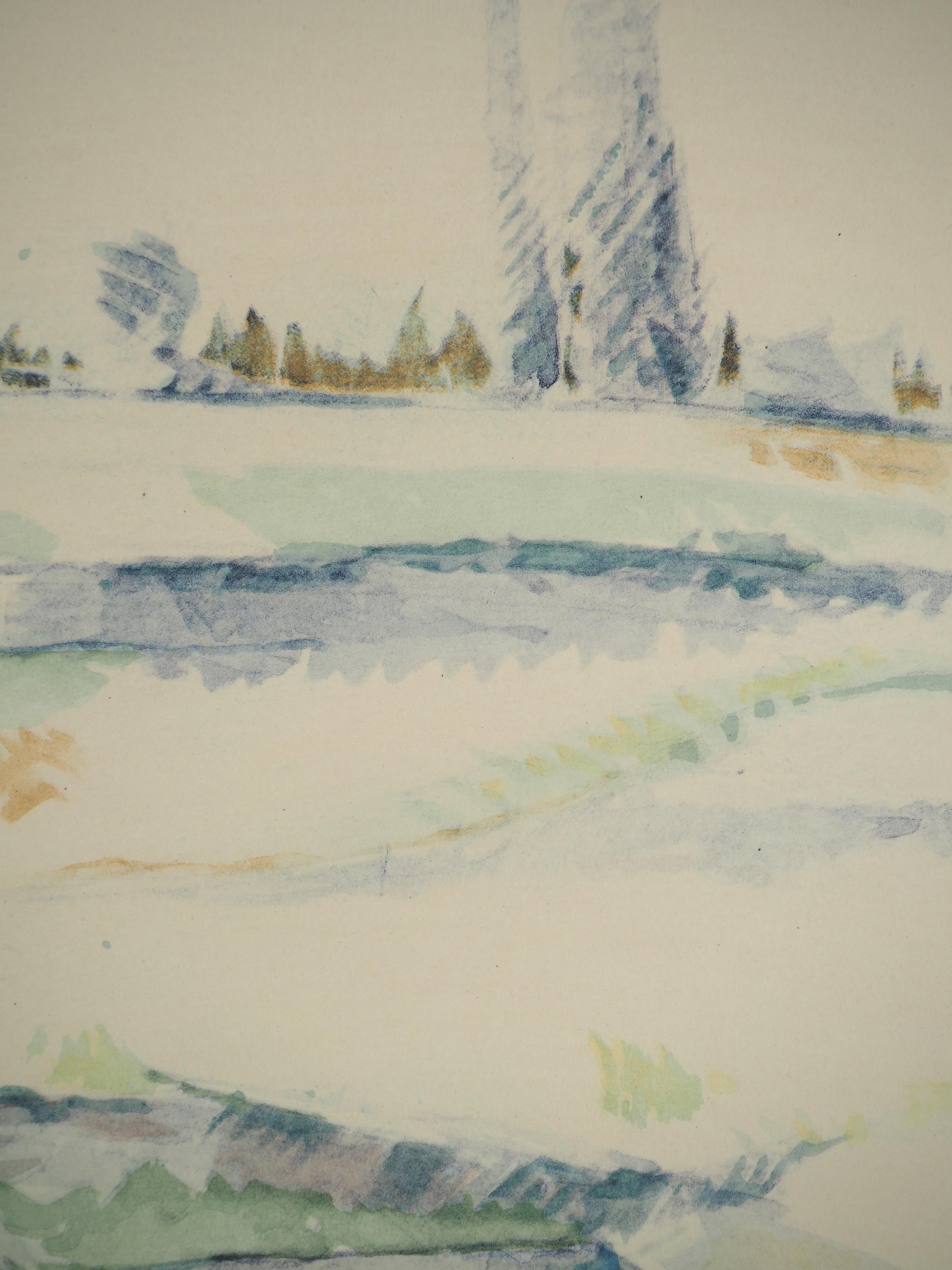 Paul Cezanne
Arbres et maisons, 1971

Lithographie et pochoir (atelier Jacomet)
Non signé
Numéroté / 225
Sur papier appliqué sur vélin d'Arches 53.5 x 41.5 cm (c. 21 x 16.5 in)

INFORMATION : Cette lithographie fait partie du portfolio 