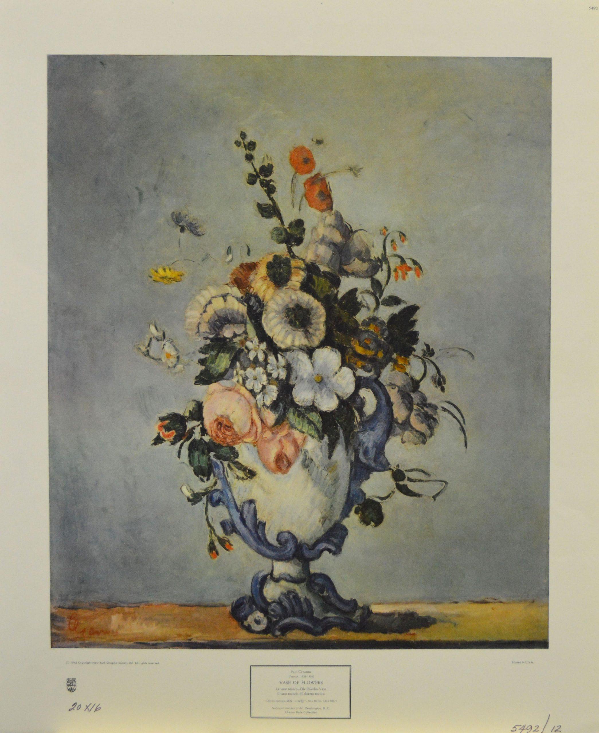 Paul Cézanne Still-Life Print - "Vase of Flowers" Poster, Copyright 1946 New York Graphic Society, Ltd. 