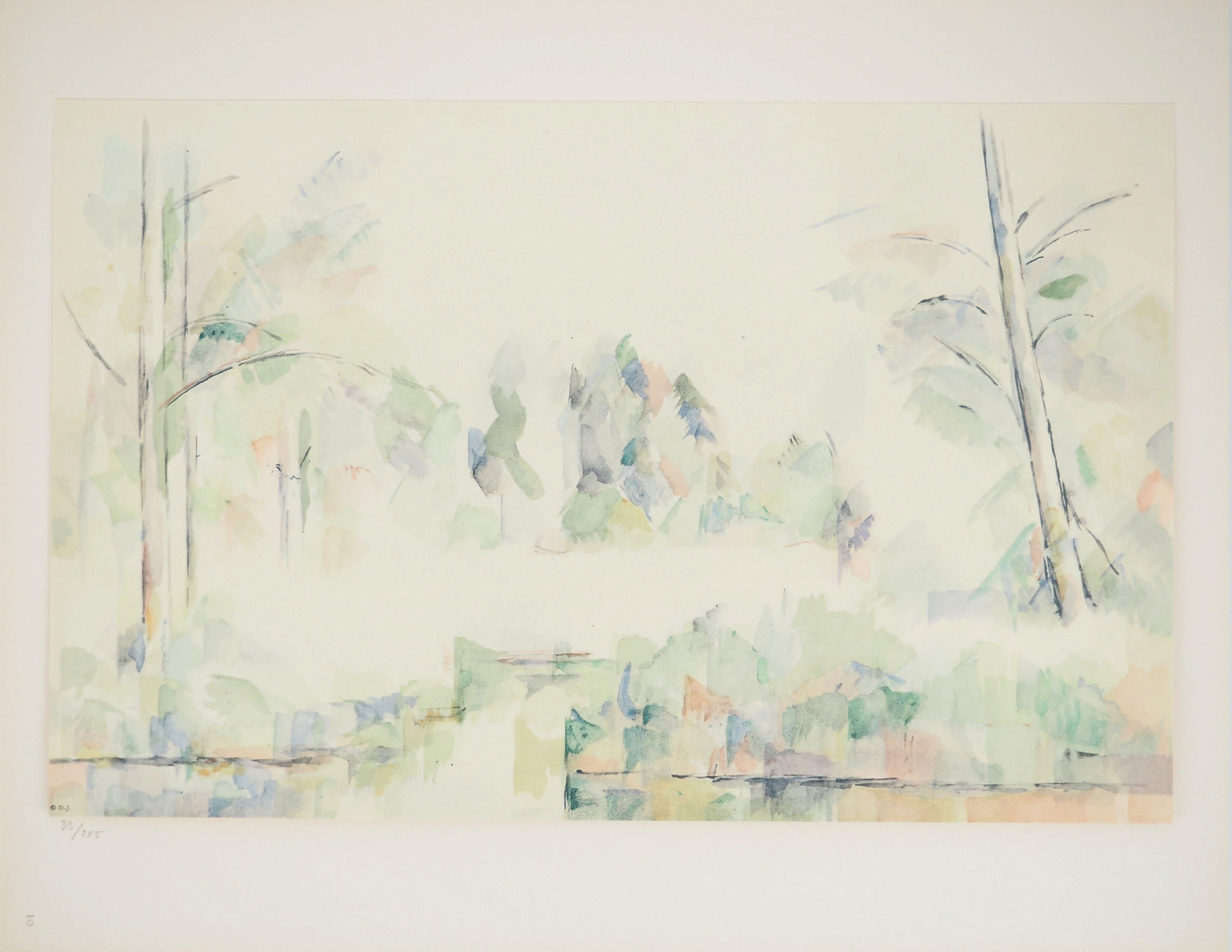Paul Cézanne Landscape Print – Blick vom See aus – Lithographie, 1971