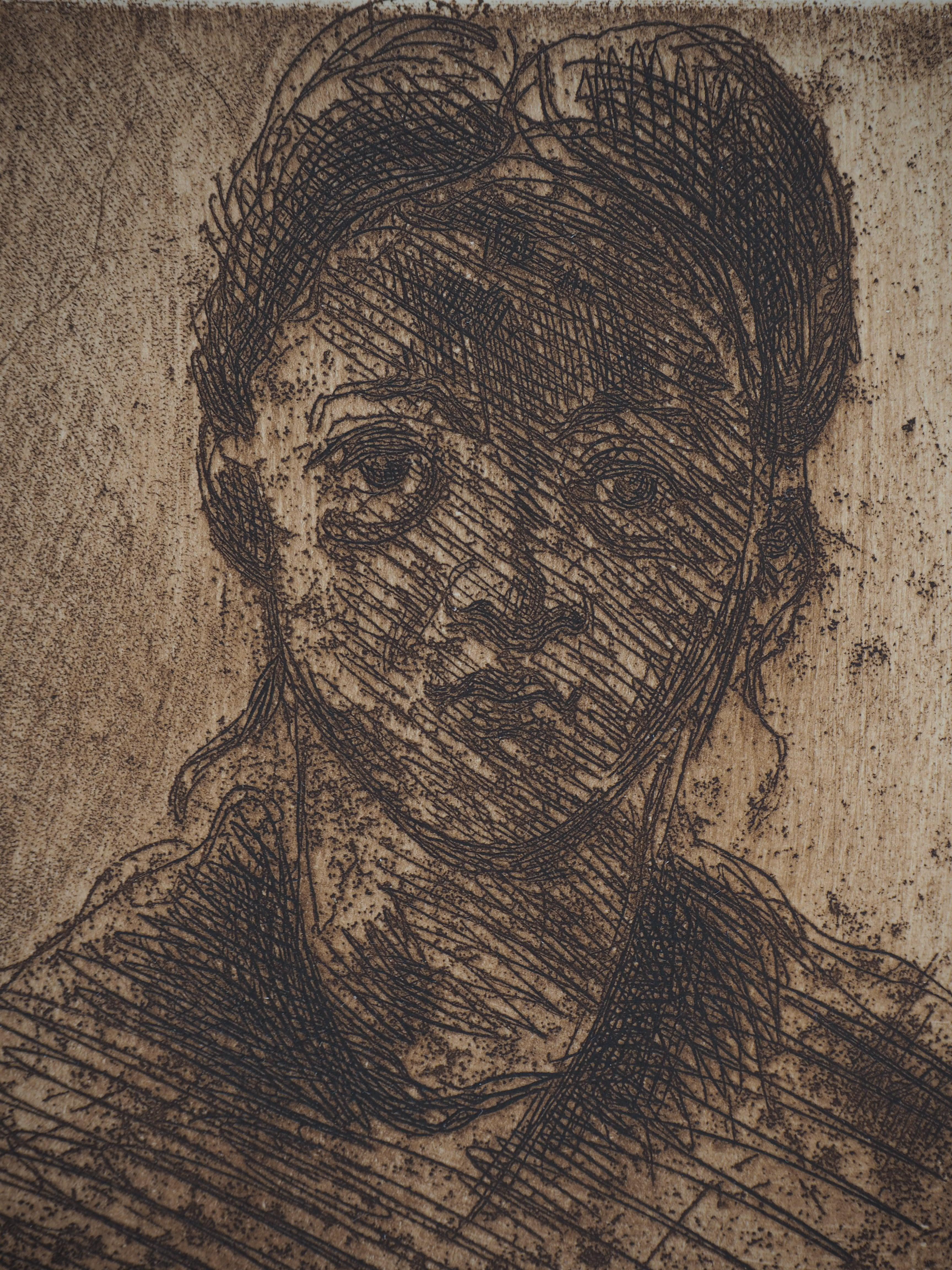 Jovencita - Grabado original, Firmado (Venturi #1160) - Portrait Print Beige de Paul Cézanne