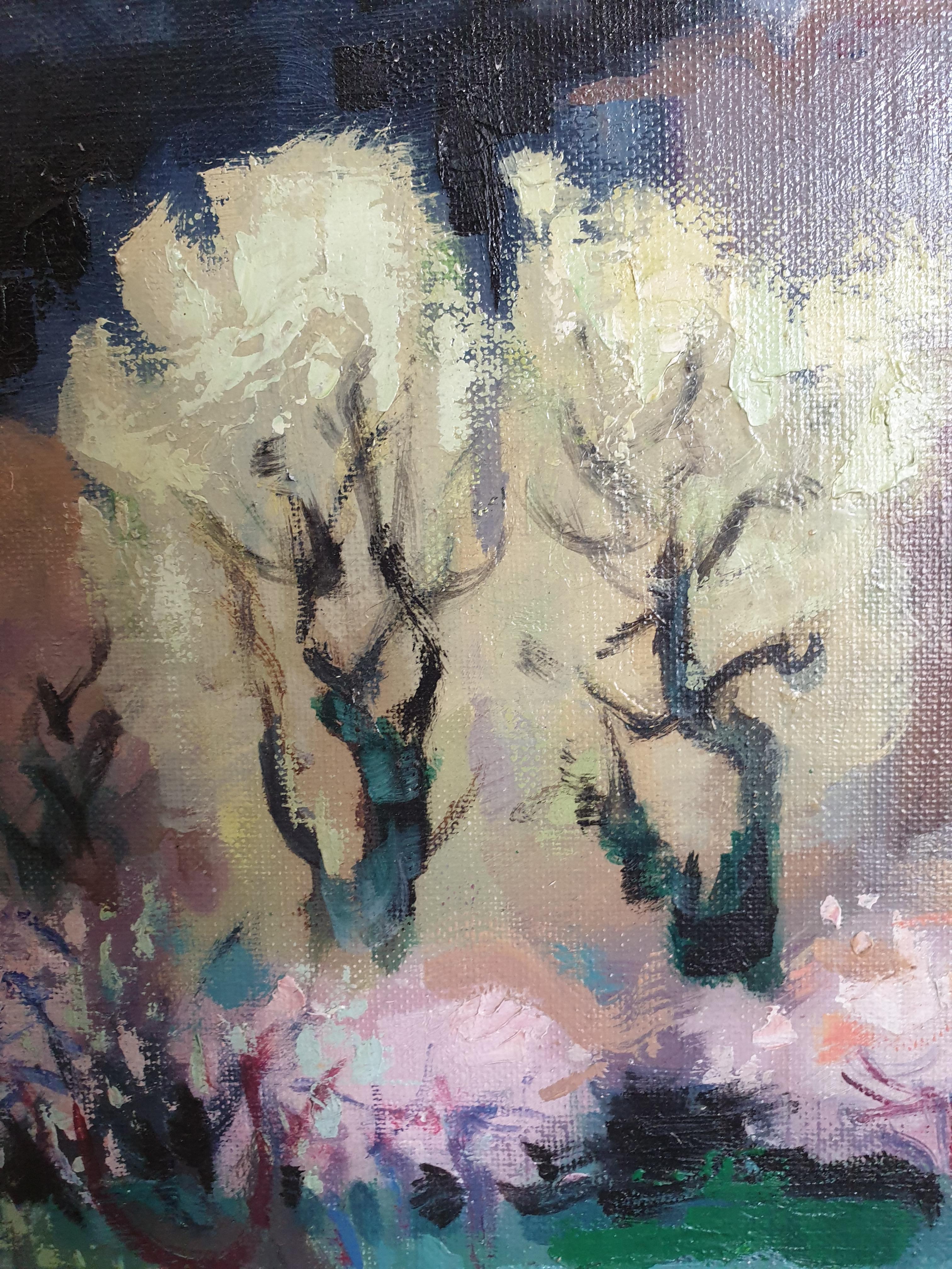 Huile sur toile du milieu du siècle représentant la vue vers Pierrefeu au printemps par l'artiste français Paul Cèze, signée en bas à droite.

Pierrefeu est un village perché situé près de Hyères sur la Côte d'Azur, en Provence, dans le sud de la
