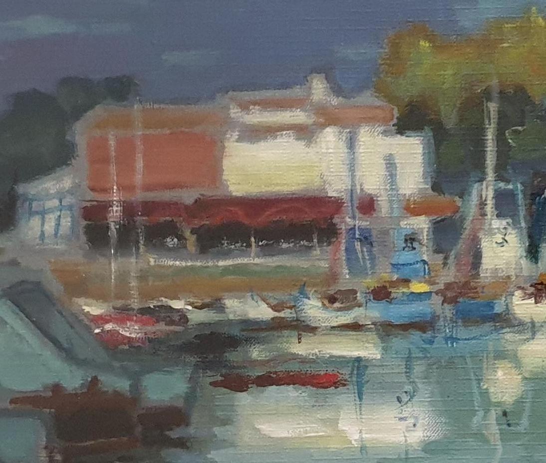 Mid-century oil on canvas applied to board of a harbour scene at Port Pothuau with tugboat by French artist Paul Cèze, signed bottom right.

Port Pothuau is situated just along the coast from Hyères on the Côte d'Azur in the south of France.

Cèze